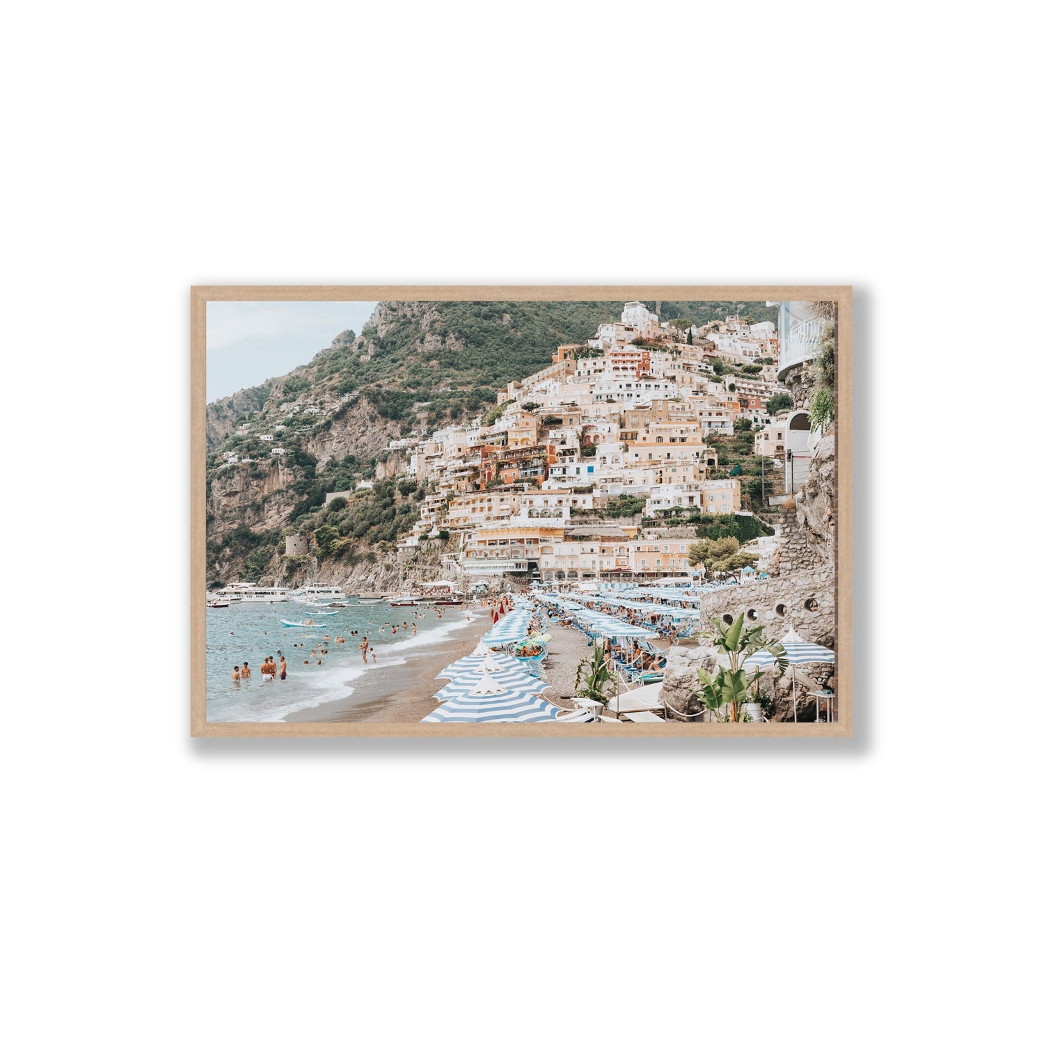 Villagio Sul Mare fine art print, Positano, Italy, Extra Large, Natural Oak Frame · Full Bleed, Fine Art Print