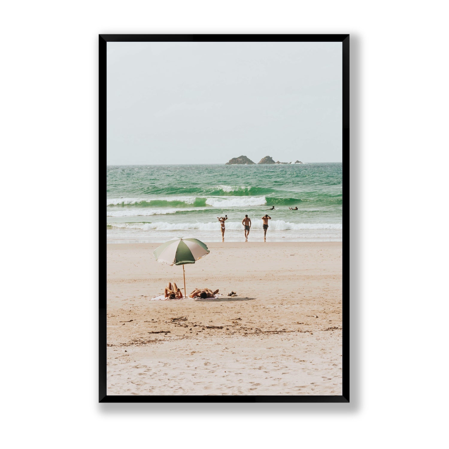 Escape The Ordinary Byron Bay coastal decor wall art Statement full-bleed fine art print in black frame