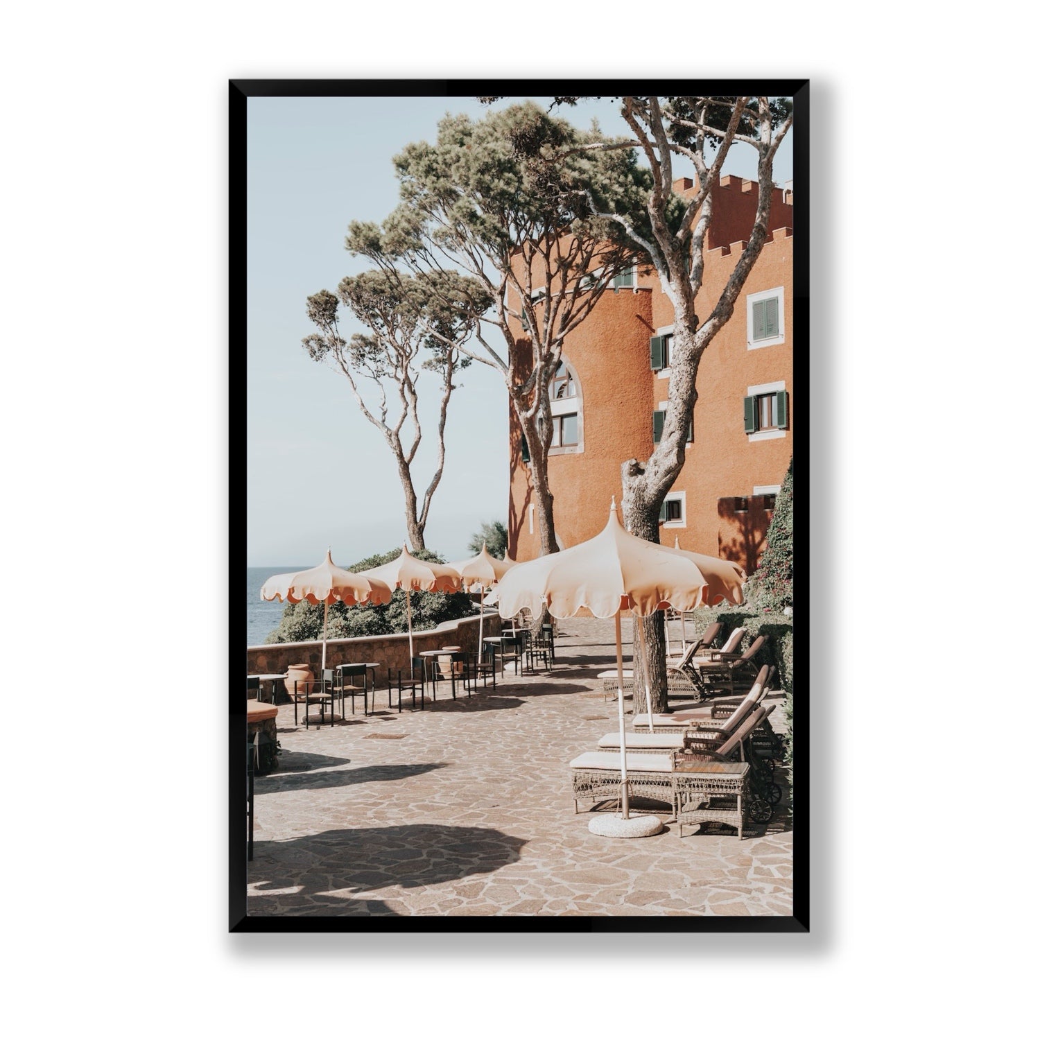 Mezzatorre Ischia Italian Mediterranean decor wall art Statement full-bleed fine art print in black frame