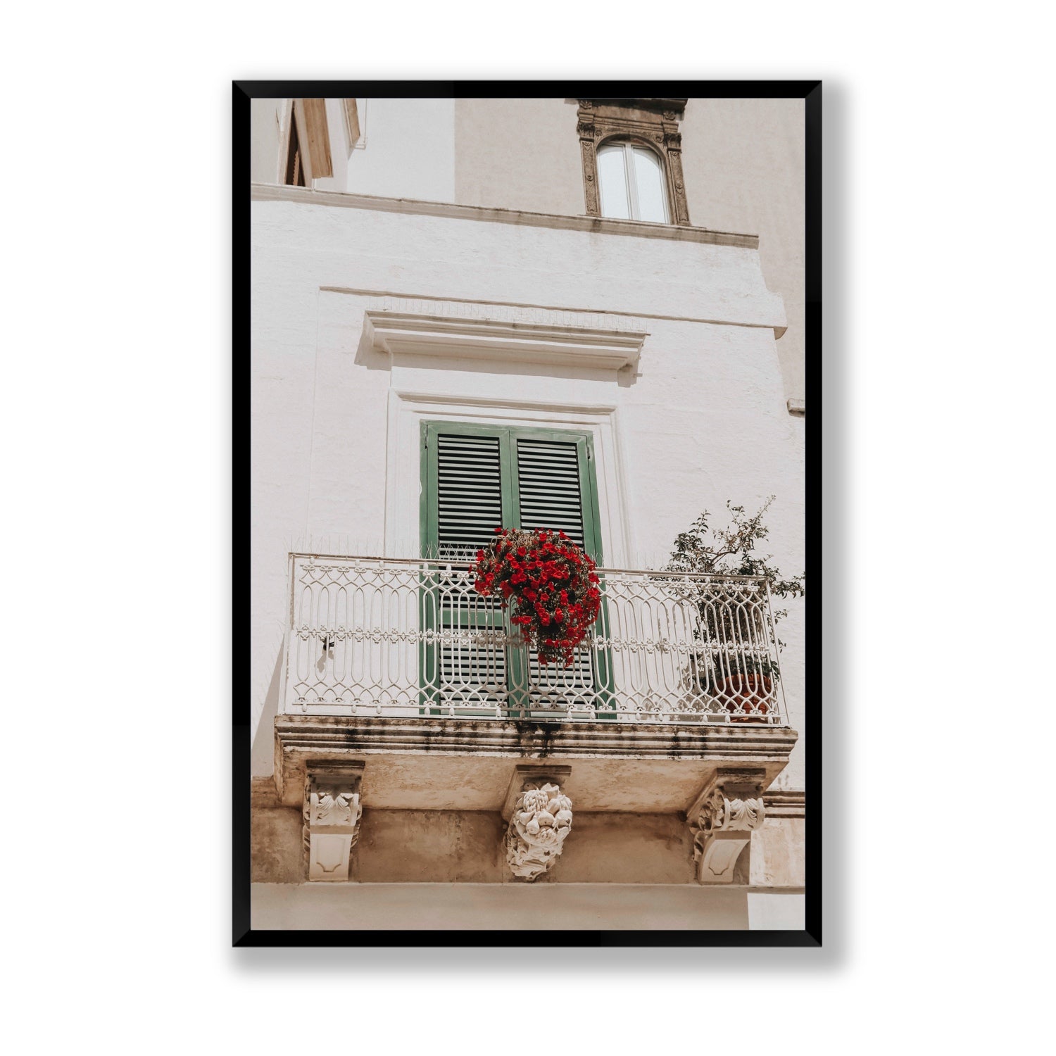 Balcone Estivo Puglia Italian wall art Statement full-bleed fine art print in black frame