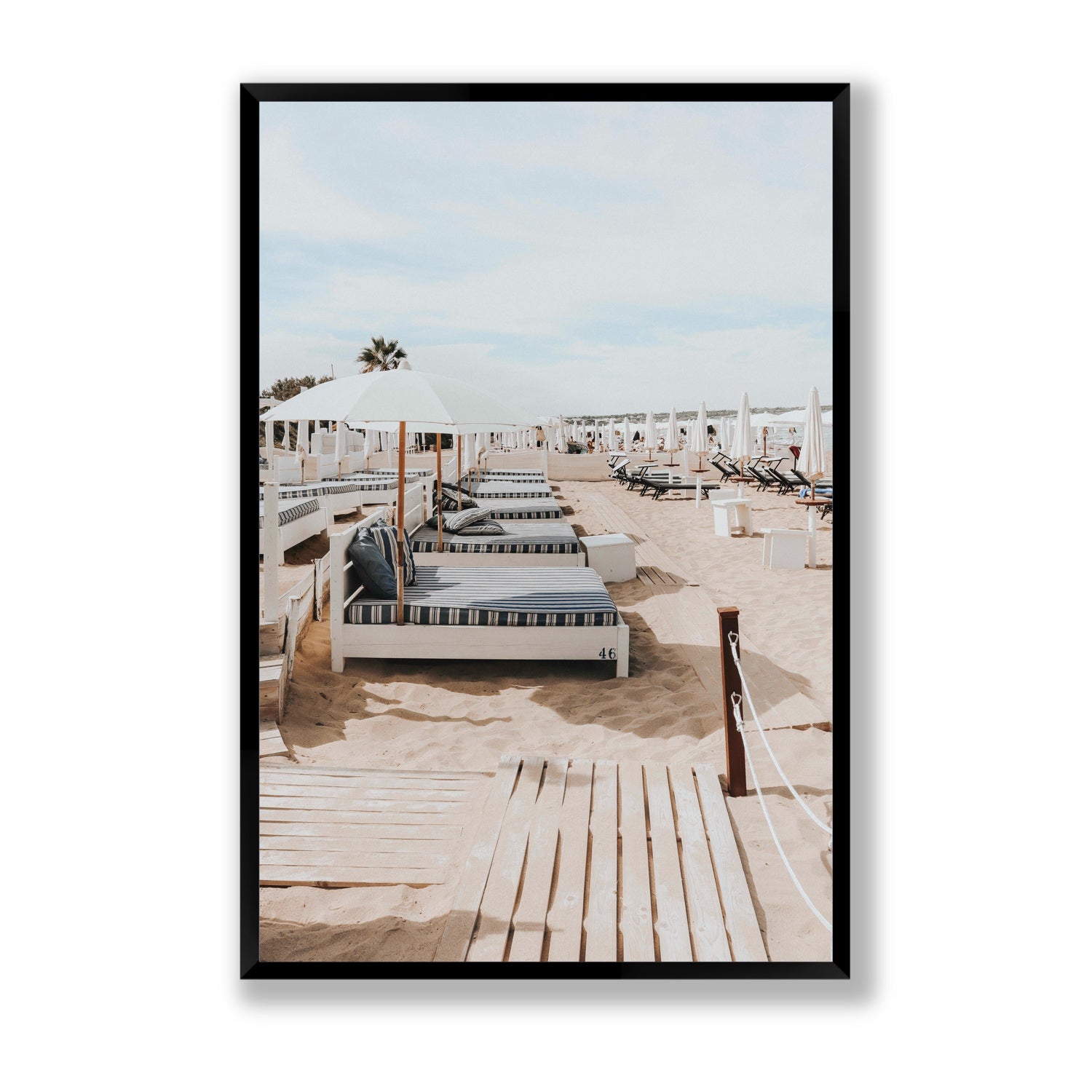Coastal Repose Puglia beach Mediterranean fine art print Statement full-bleed fine art print in black frame