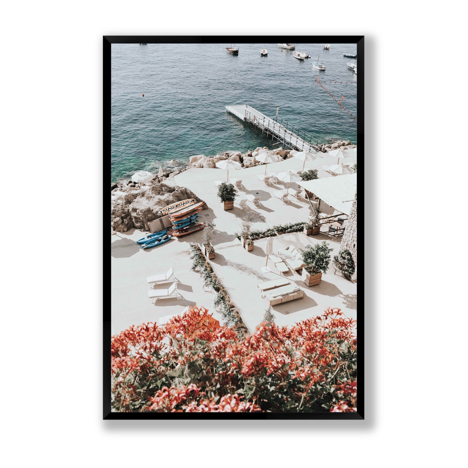 A Work of Art Amalfi coastal wall art Statement full-bleed fine art print in black frame