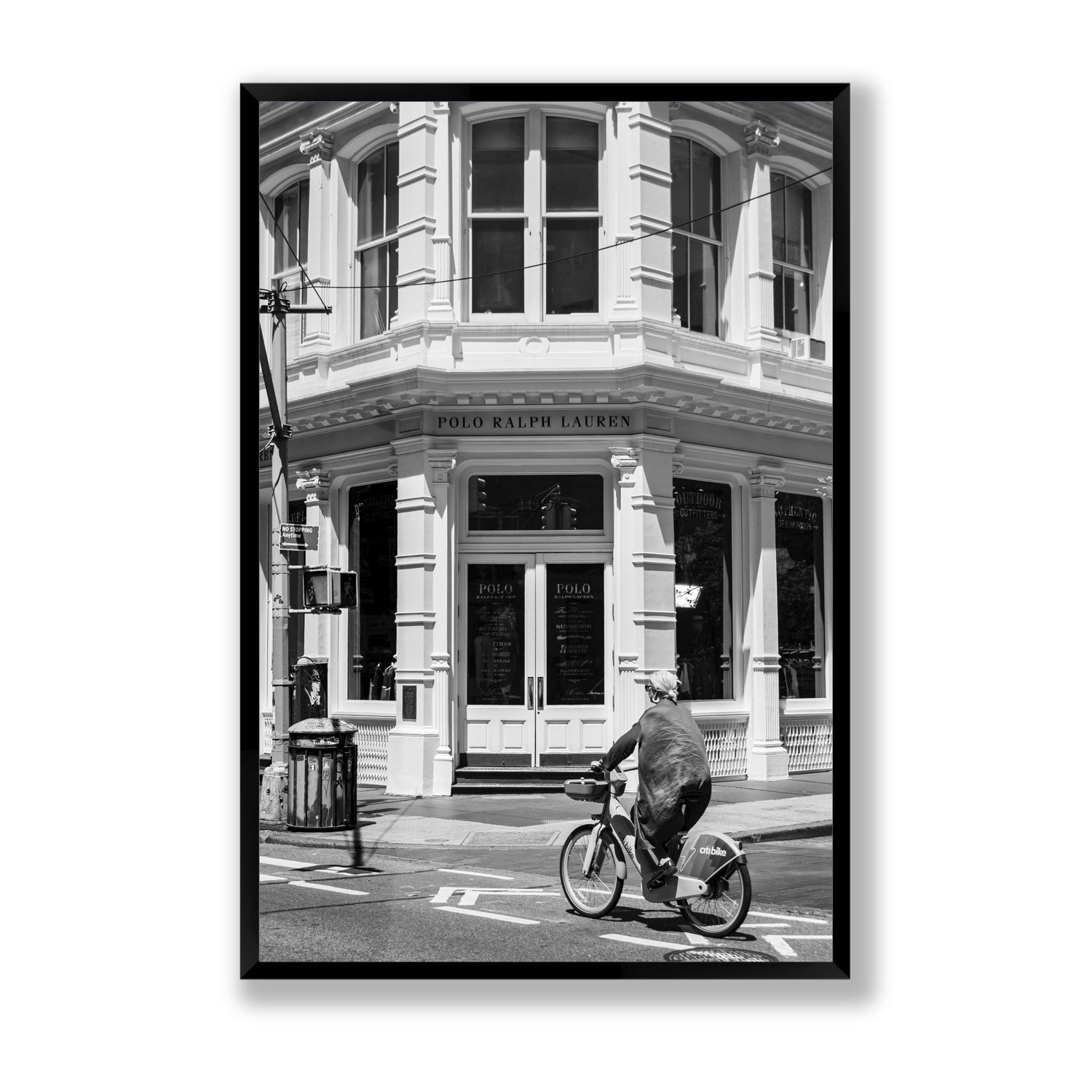 Downtown Rider New York NYC Black & White wall art Statement full-bleed fine art print in black frame