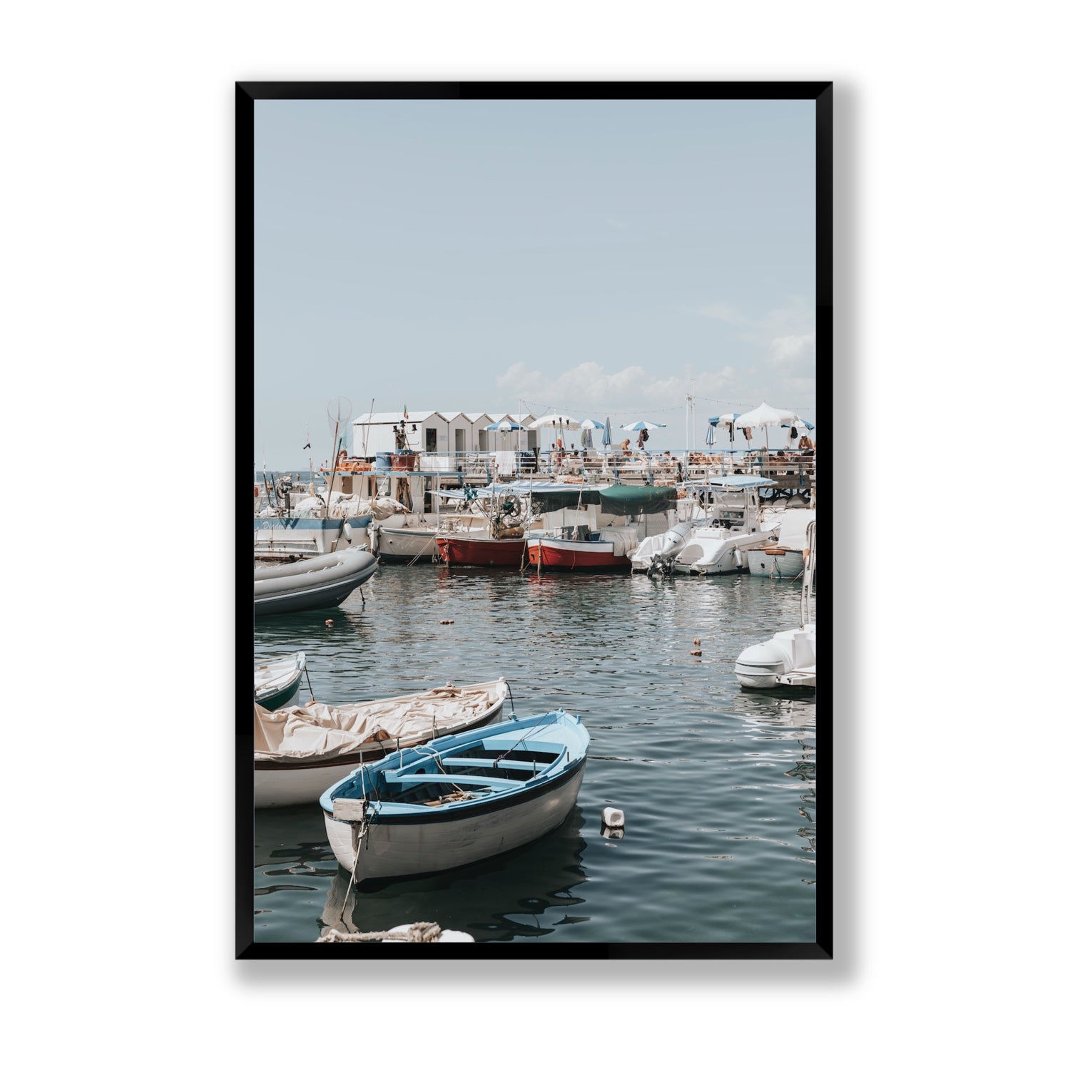 Harbour Hues Sorrento coastal Carousel wall art Statement full-bleed fine art print in black frame