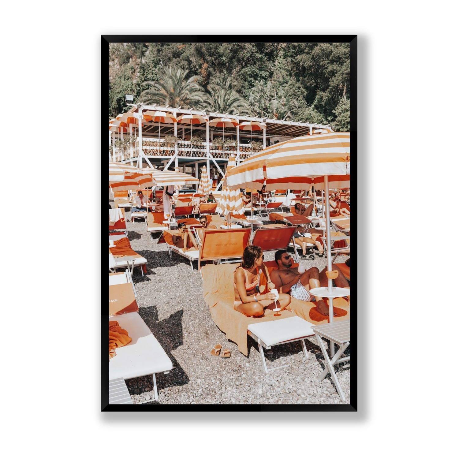 Lounging In Lido fine art print, Positano, Italy, Statement, Black Frame · Full Bleed, Fine Art Print