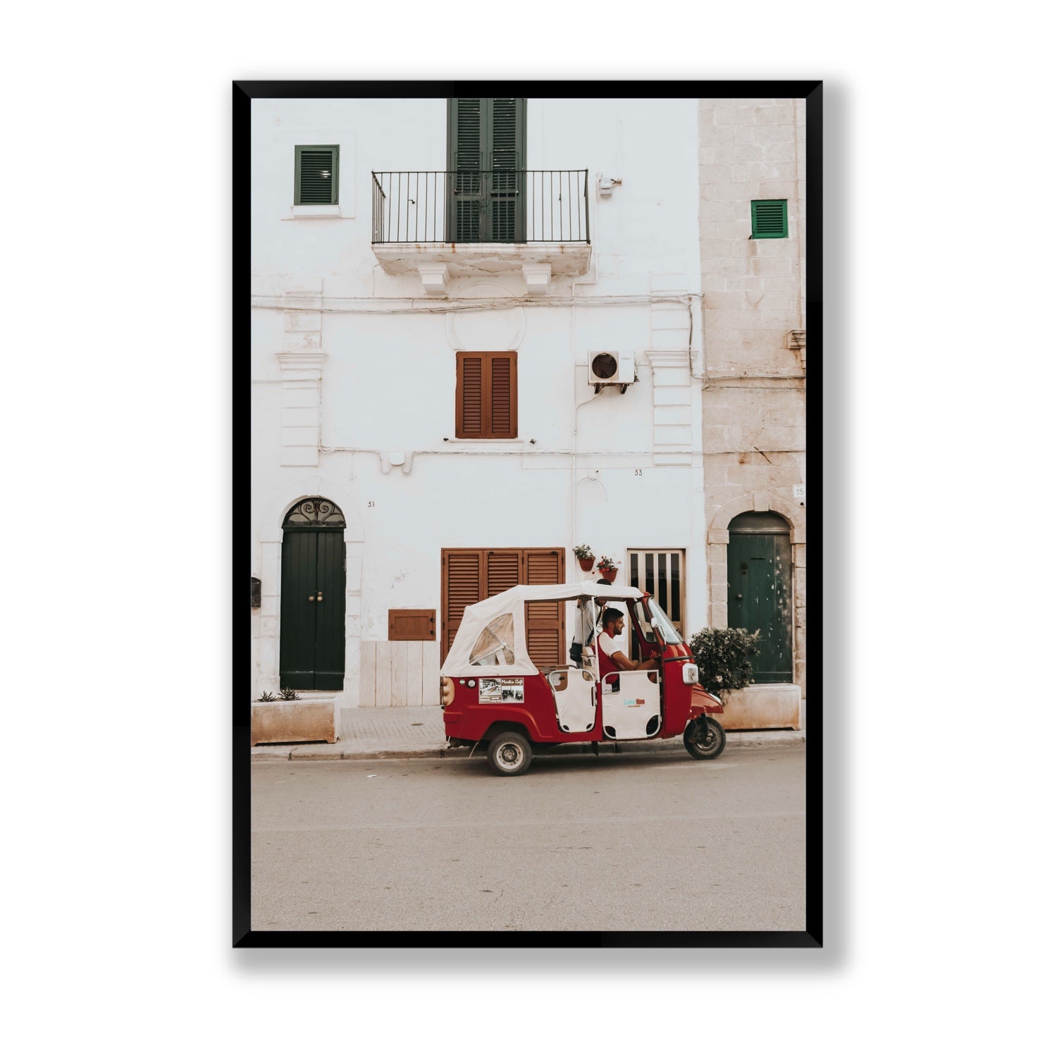 Groovy Piaggio Puglia Italian wall art Statement full-bleed fine art print in black frame