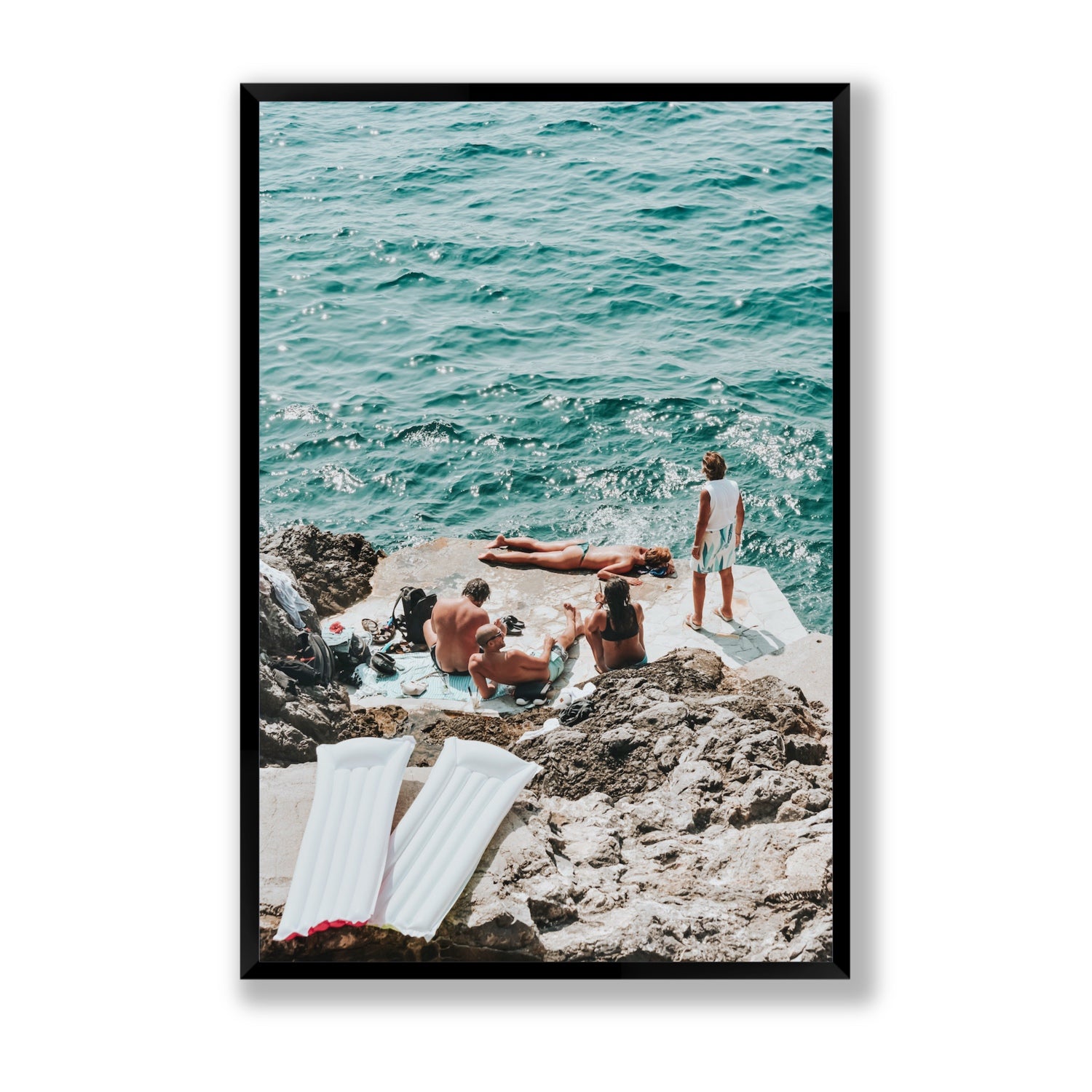Gli Amici Praiano Amalfi Coast coastal wall art Statement full-bleed fine art print in black frame