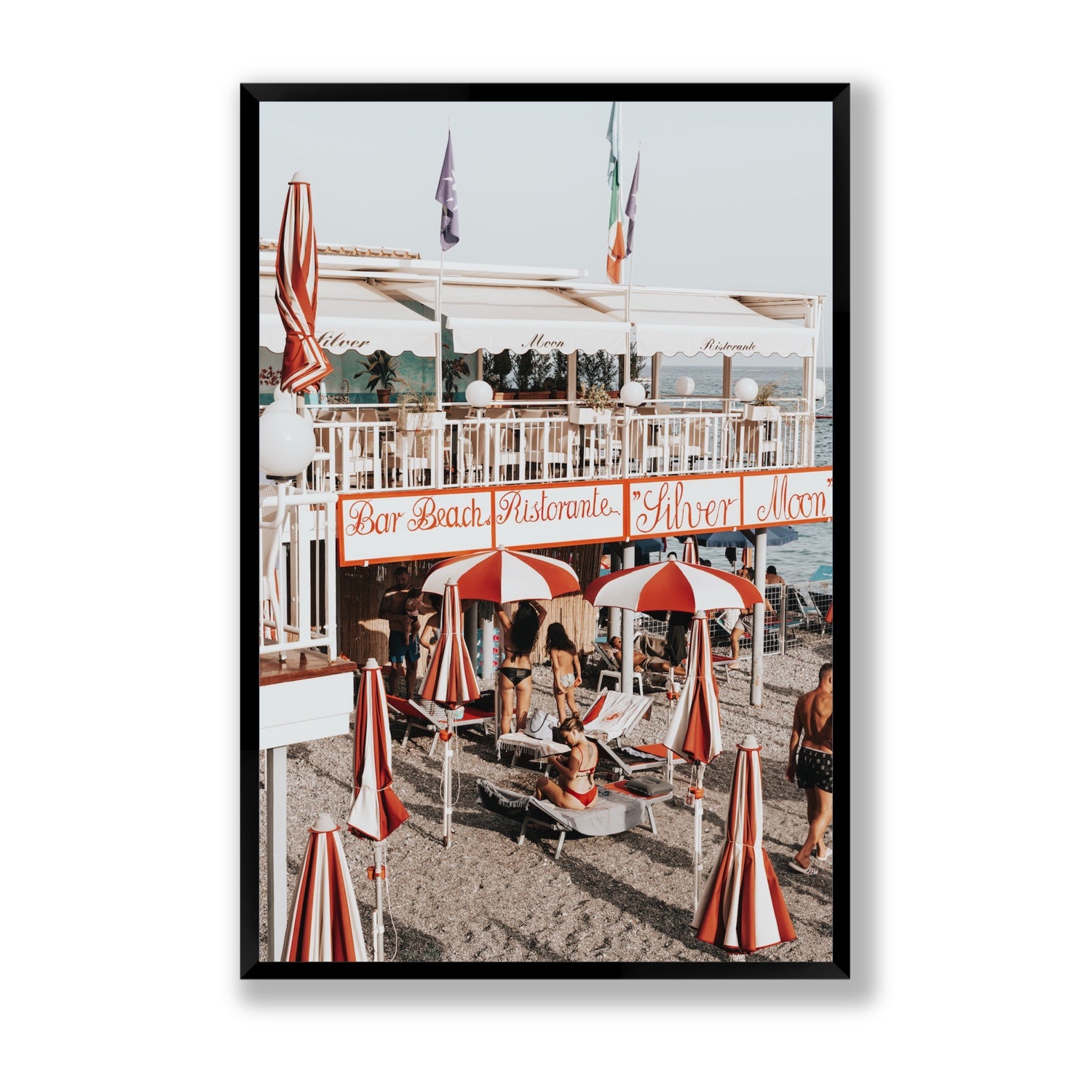 Vintage Amalfi Amalfi Mediterranean wall art Statement full-bleed fine art print in black frame