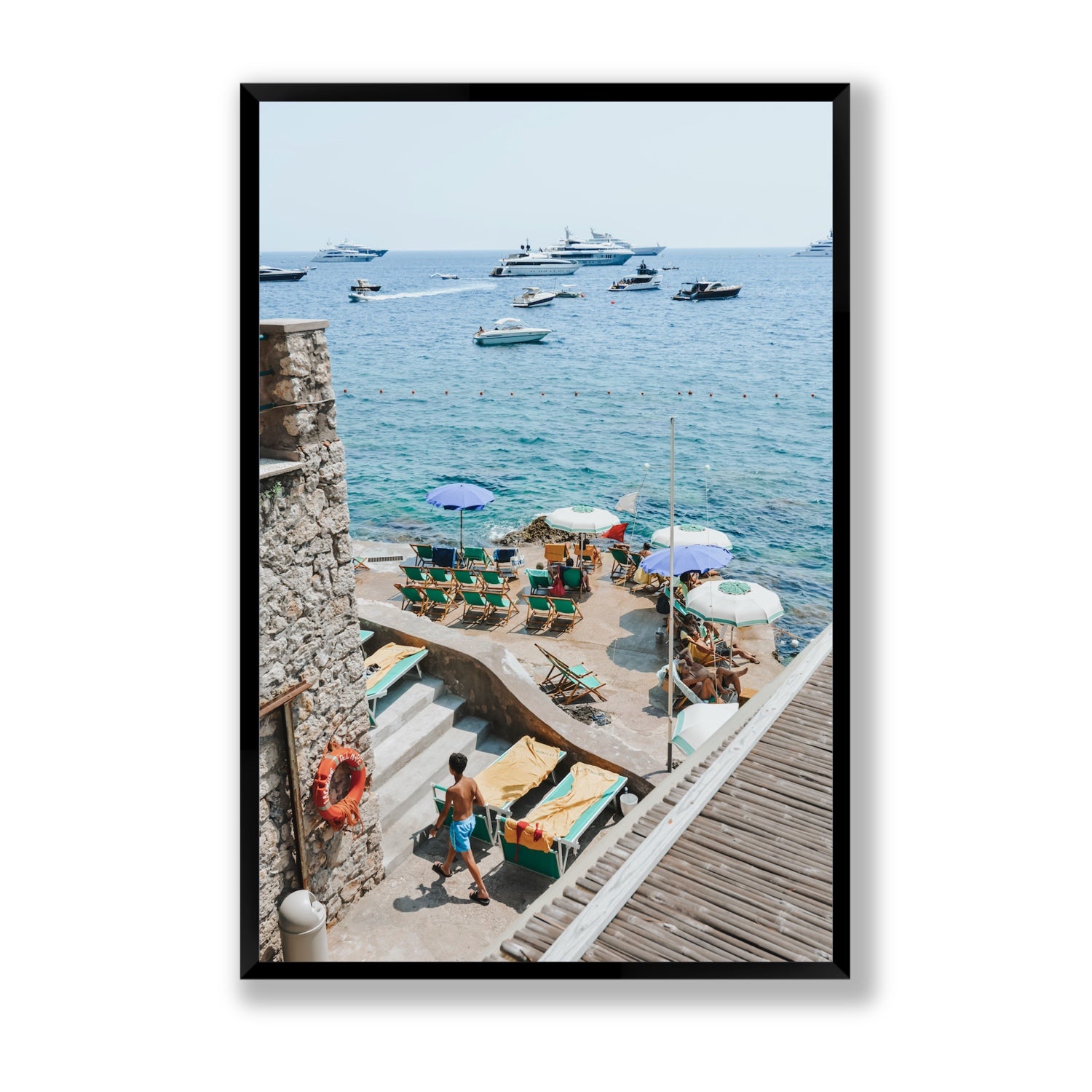 Canzone di Capri Capri Italian beach wall art Statement full-bleed fine art print in black frame