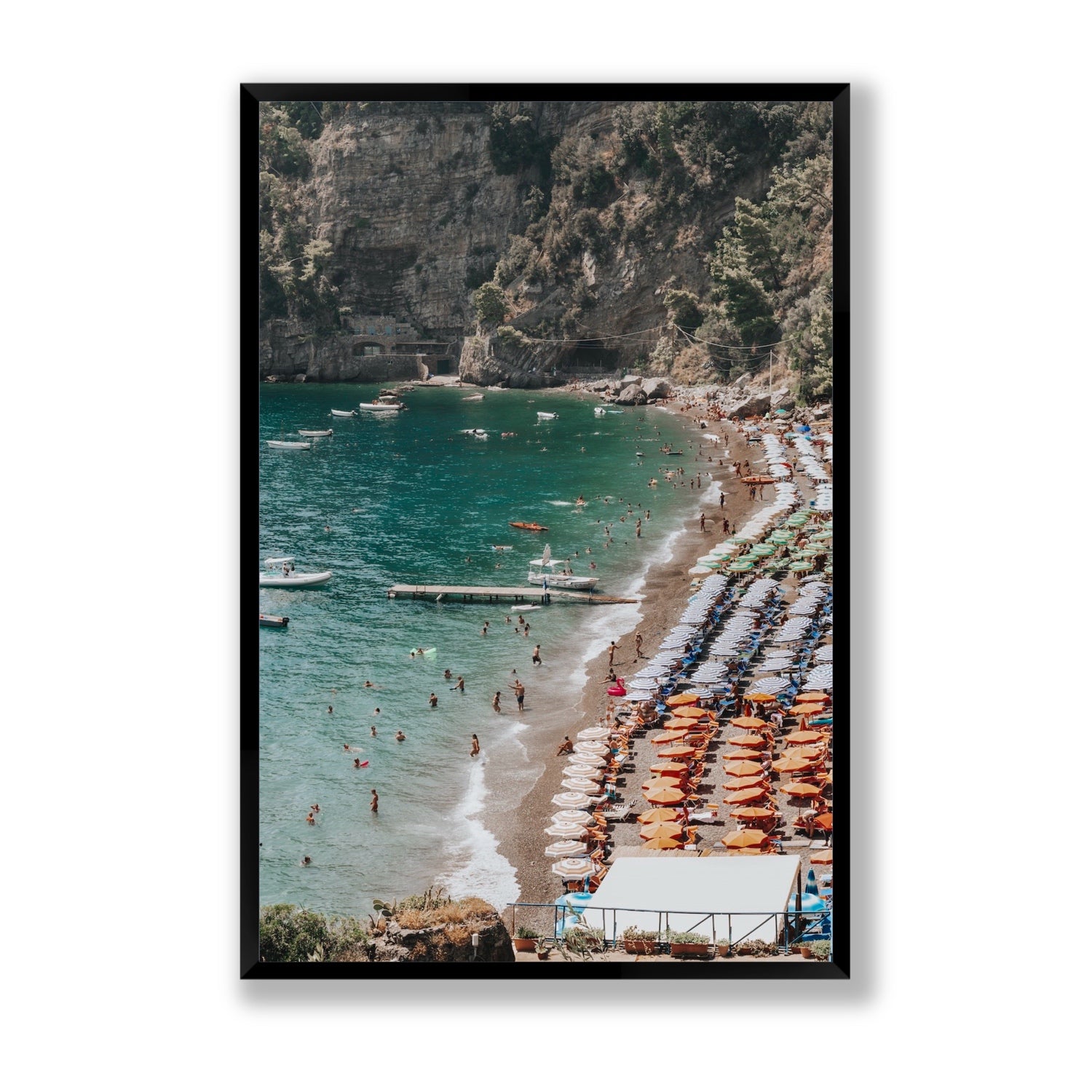 Parasol Panorama fine art print, Positano, Italy, Statement, Black Frame · Full Bleed, Fine Art Print