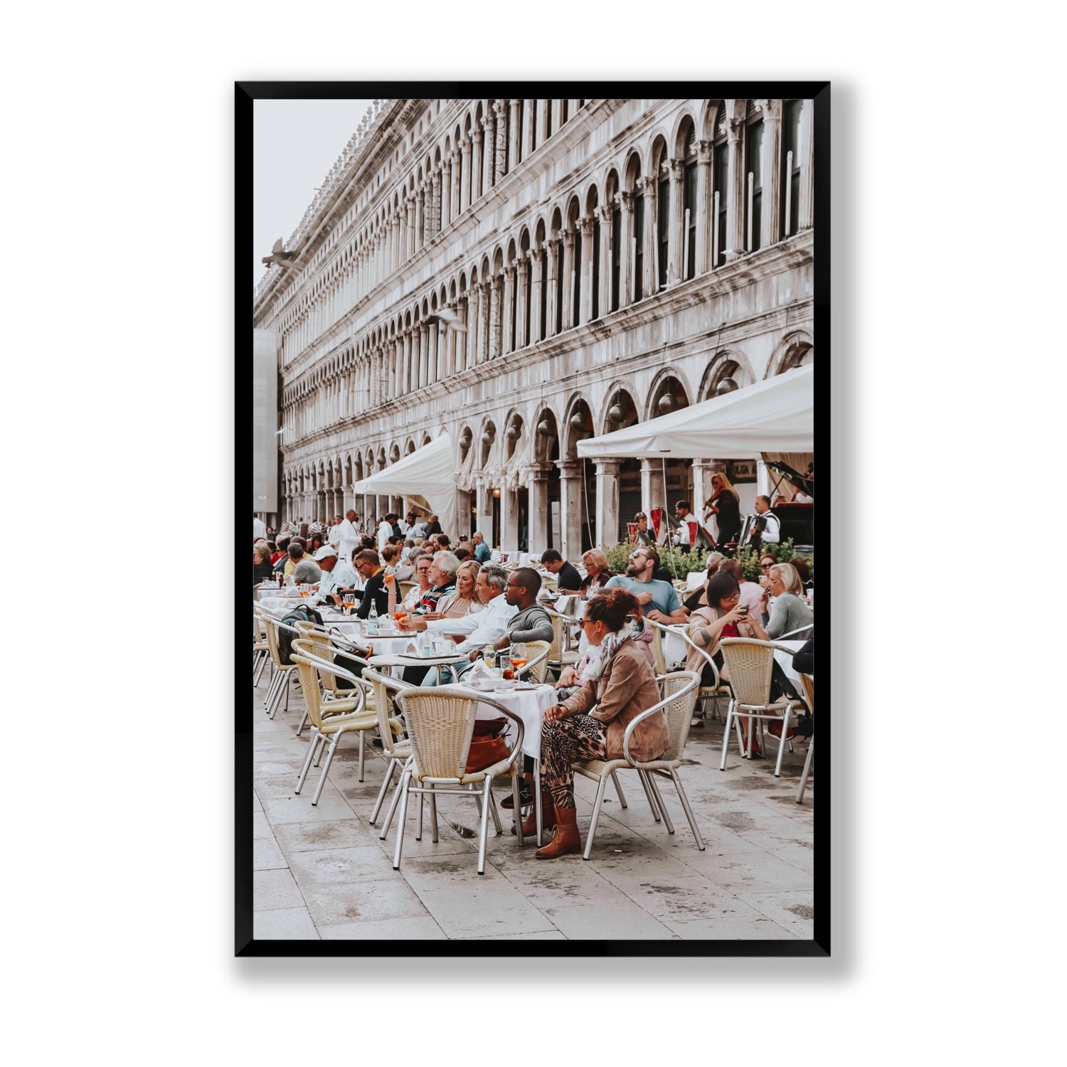 Lunchbreak Venice Italian wall art Statement full-bleed fine art print in black frame