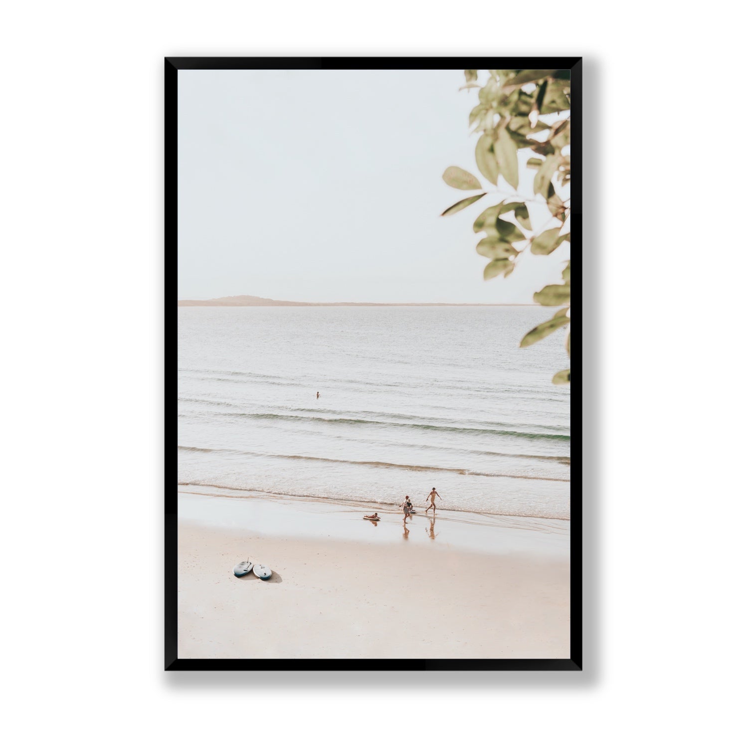 Walking On Sunshine fine art print, Noosa, Australia, coastal scenes artwork, Statement, Black Frame · Full Bleed, Fine Art Print