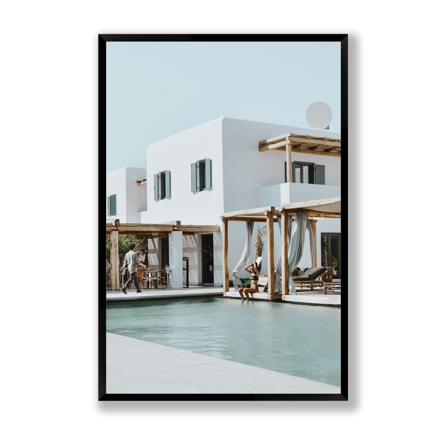 Aphrodite Mykonos Greek island wall art Statement full-bleed fine art print in black frame