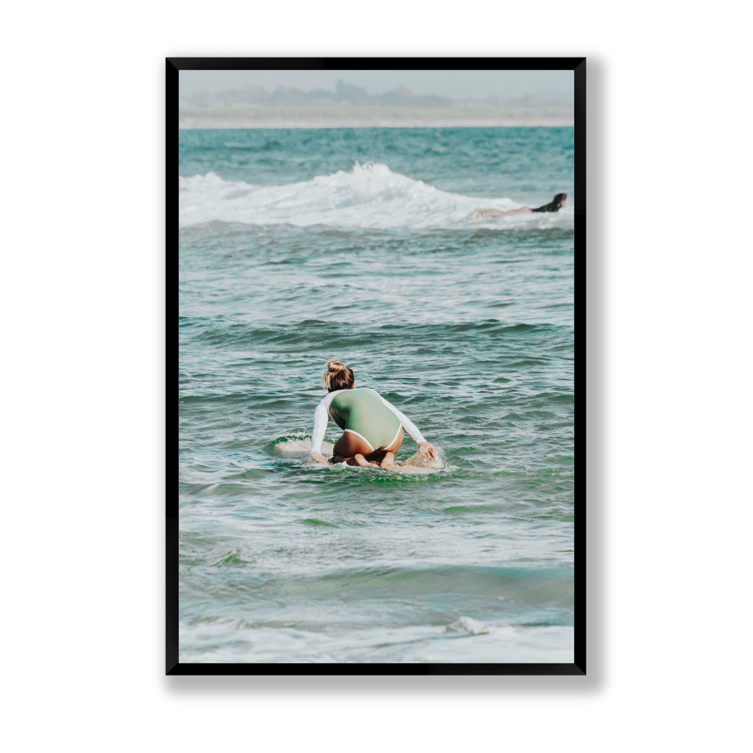 Quincy Byron Bay Surf coastal wall art Statement full-bleed fine art print in black frame
