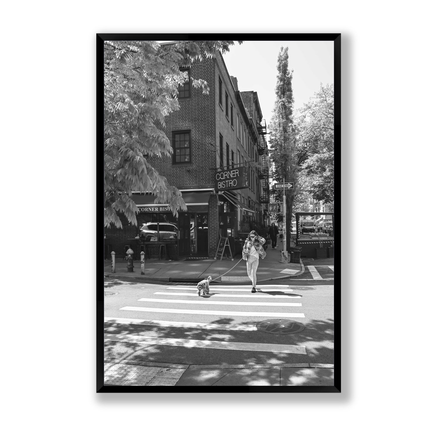Sunlit Stroll New York NYC Black & White wall art Statement full-bleed fine art print in black frame