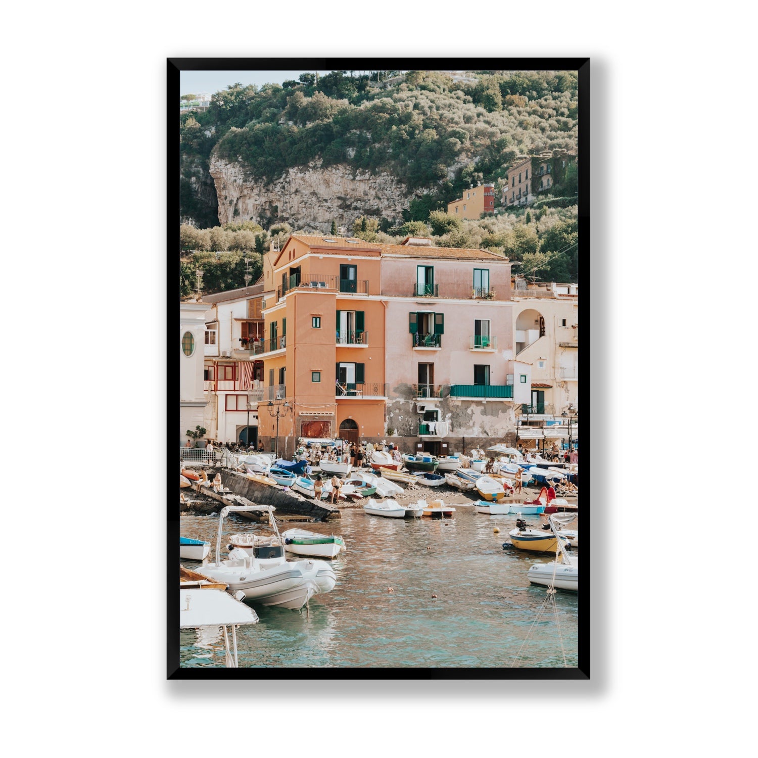 Boatyard Bliss fine art print, Sorrento, Italy, Statement, Black Frame · Full Bleed, Fine Art Print