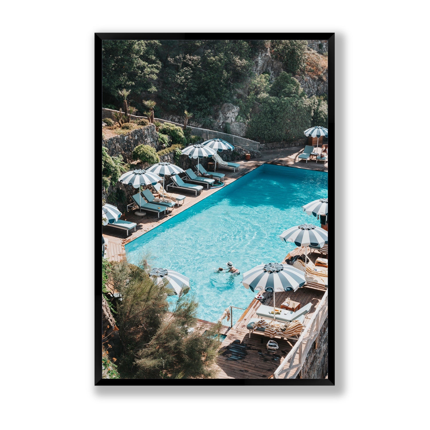 Poolside Paradise fine art print, Ischia, Italy, Statement, Black Frame · Full Bleed, Fine Art Print