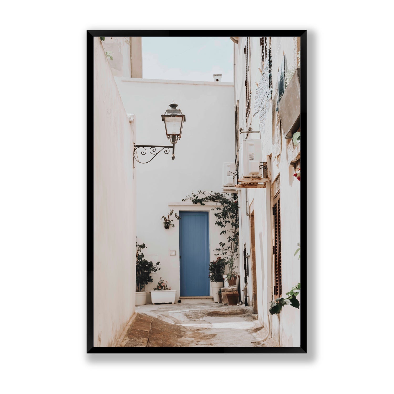 Entry Envy Puglia Ostuni wall art Statement full-bleed fine art print in black frame