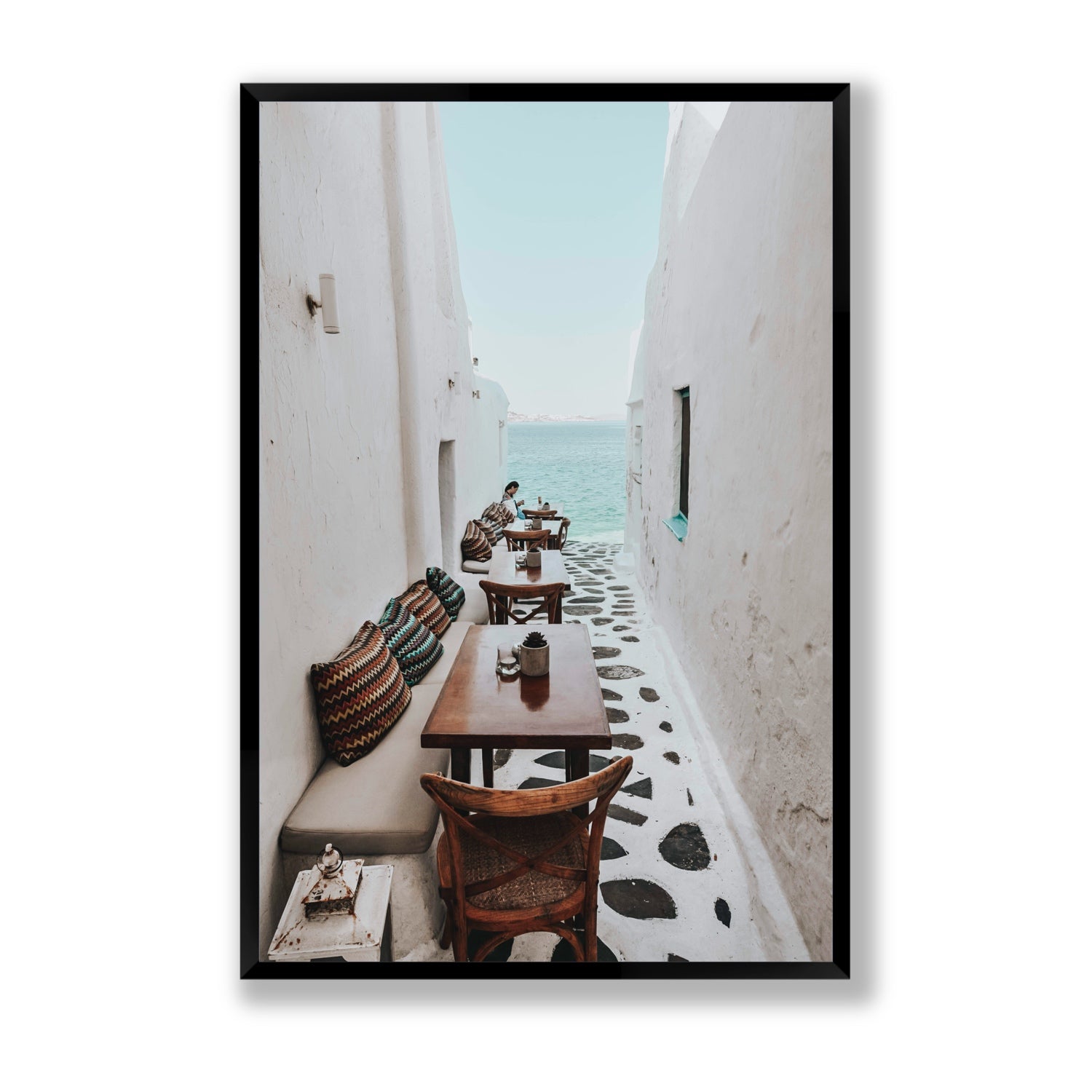 Trip Down Memory Lane fine art print, Mykonos, Greece, Statement, Black Frame · Full Bleed, Fine Art Print
