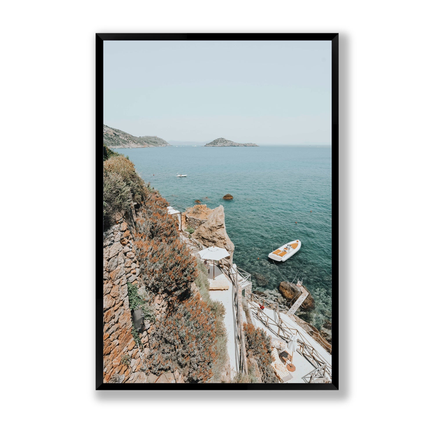 Front Row Seat Tuscany coastal wall art Statement full-bleed fine art print in black frame