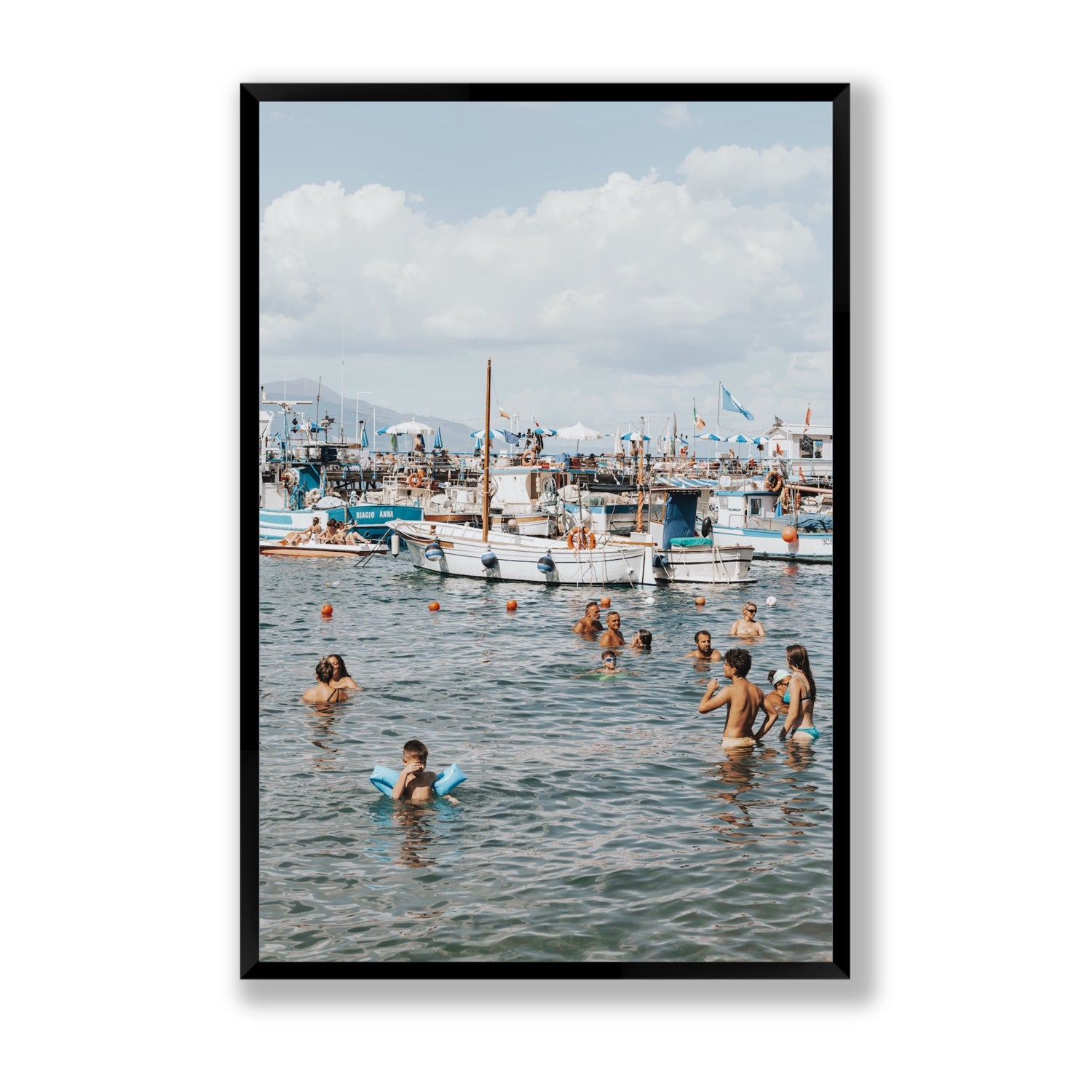 Vacanze Italiane Sorrento Italian coastal wall art Statement full-bleed fine art print in black frame