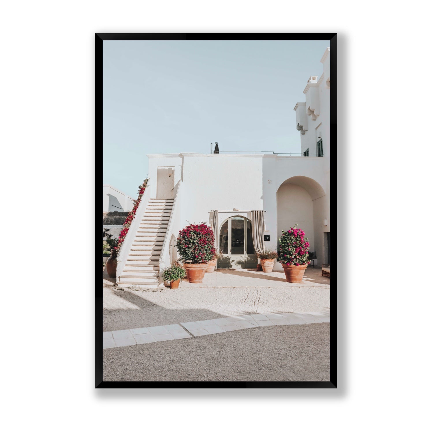 Scala Fiorita Puglia Mediterranean wall art Statement full-bleed fine art print in black frame
