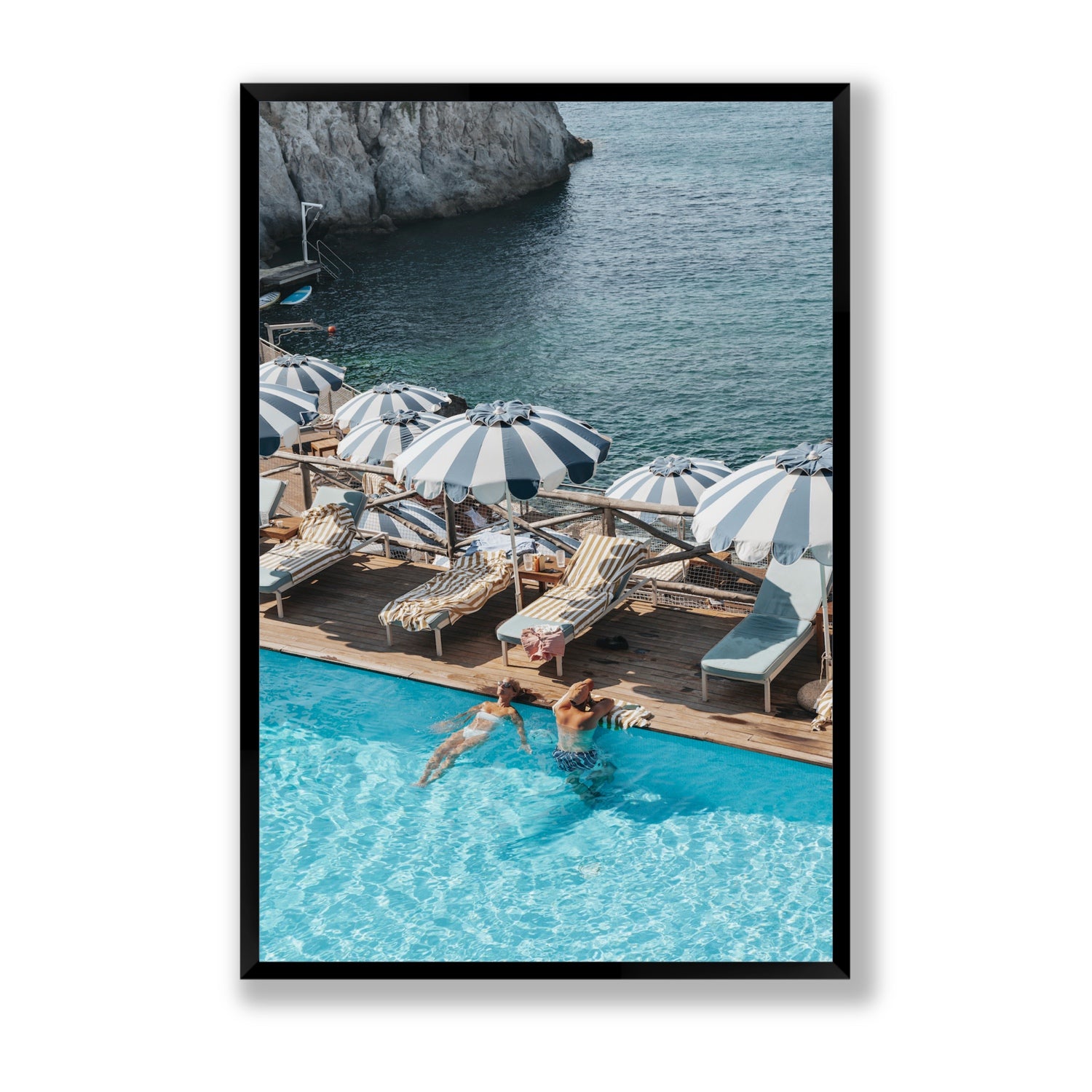 I'm Busy Ischia Italian coastal Mediterranean wall art Statement full-bleed fine art print in black frame