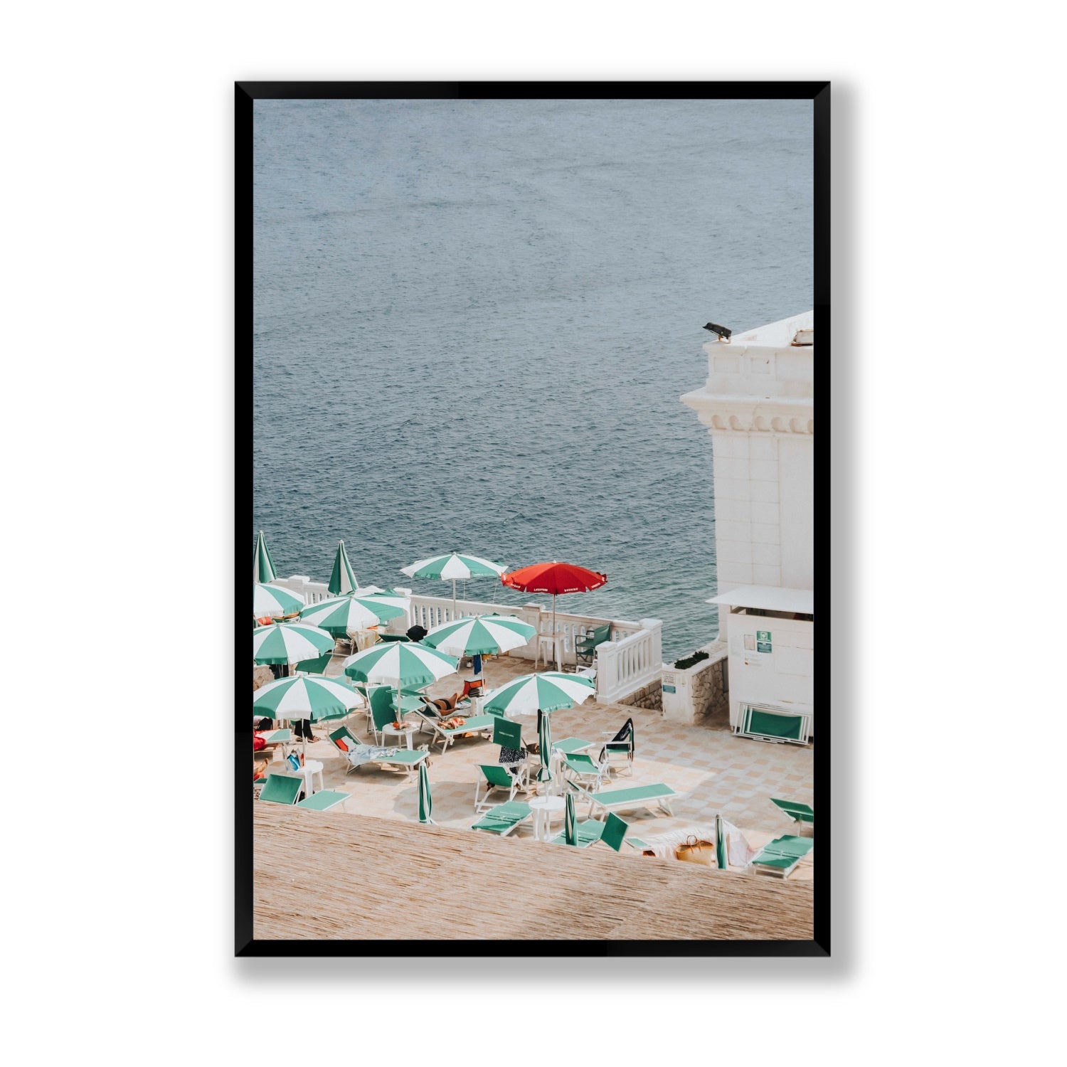 Lido Italiano Puglia beach Italian wall art Statement full-bleed fine art print in black frame