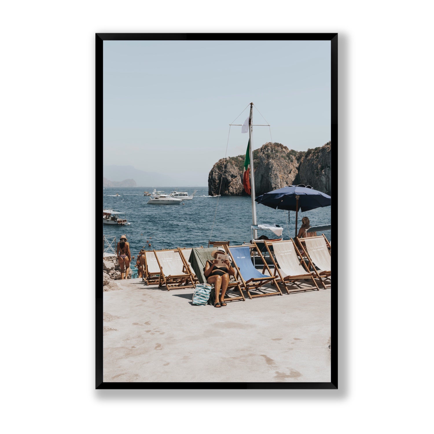 Vintage Sun Goddess fine art print, Capri, Italy, Statement, Black Frame · Full Bleed, Fine Art Print