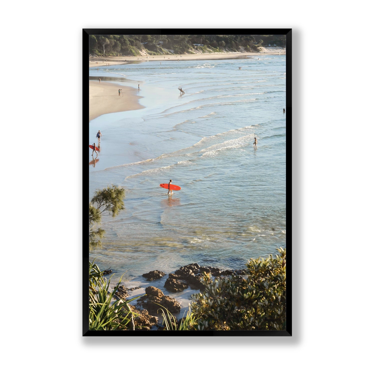 Seclusion Byron Bay Surf coastal wall art Statement full-bleed fine art print in black frame