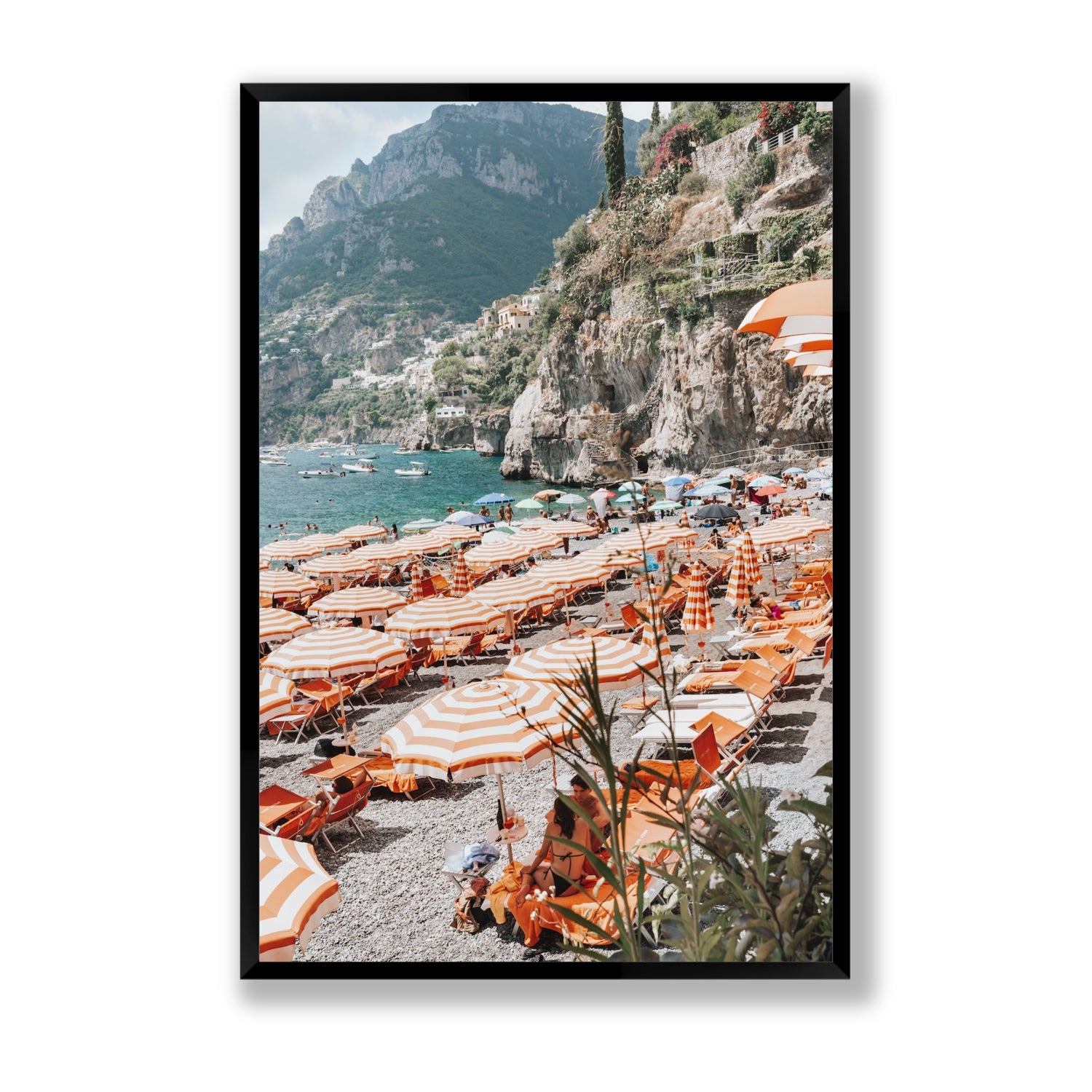 Bagni d'Arienzo Positano decor wall art Statement full-bleed fine art print in black frame