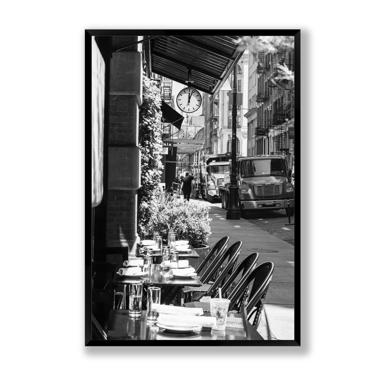 Mercer Street New York NYC Black & White wall art Statement full-bleed fine art print in black frame