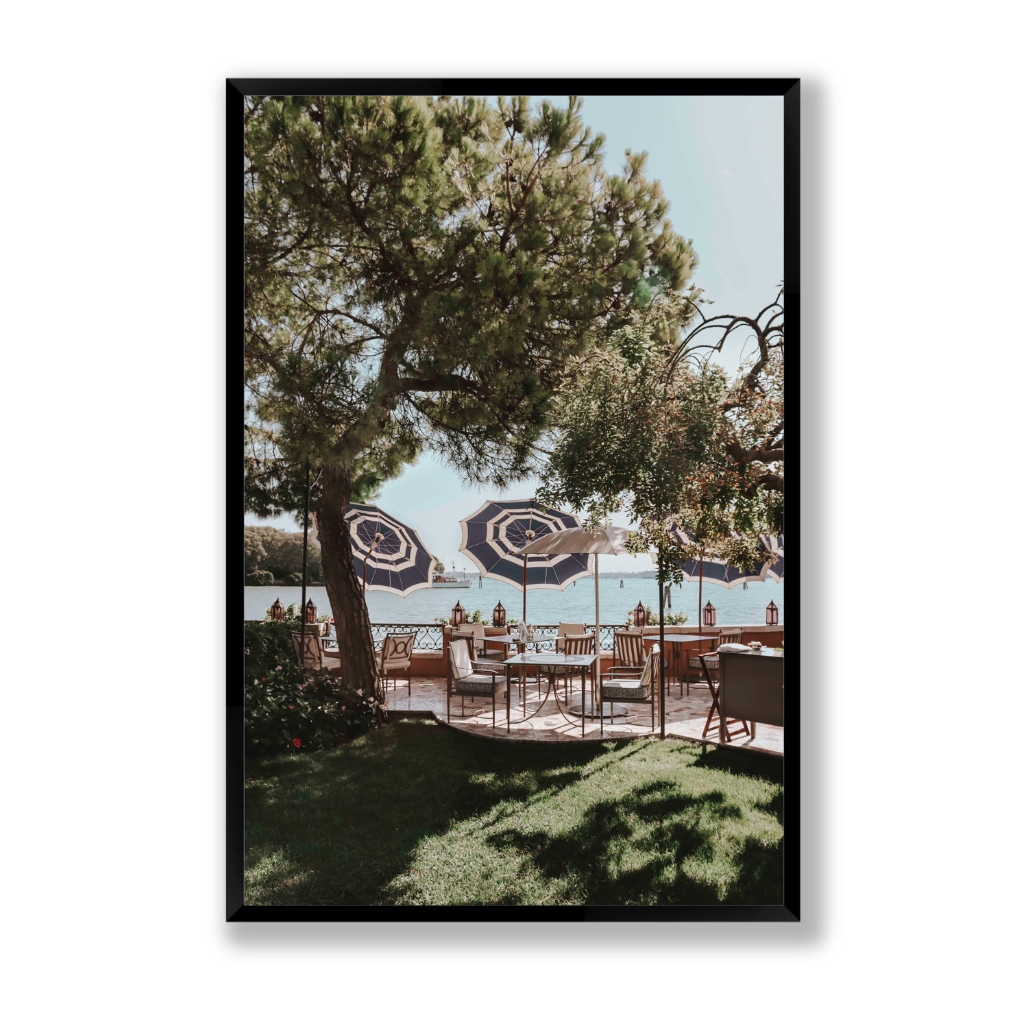 Tranquil Gardens Venice Italian wall art Statement full-bleed fine art print in black frame