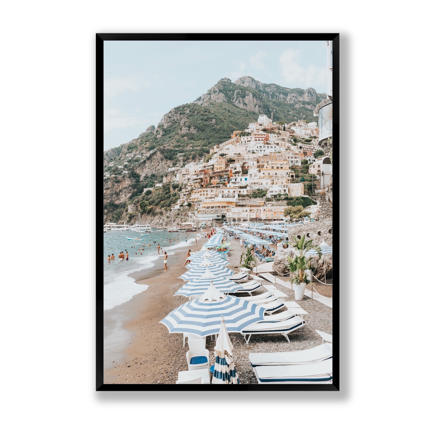 The Cliffside Village fine art print, Positano, Italy, Statement, Black Frame · Full Bleed, Fine Art Print