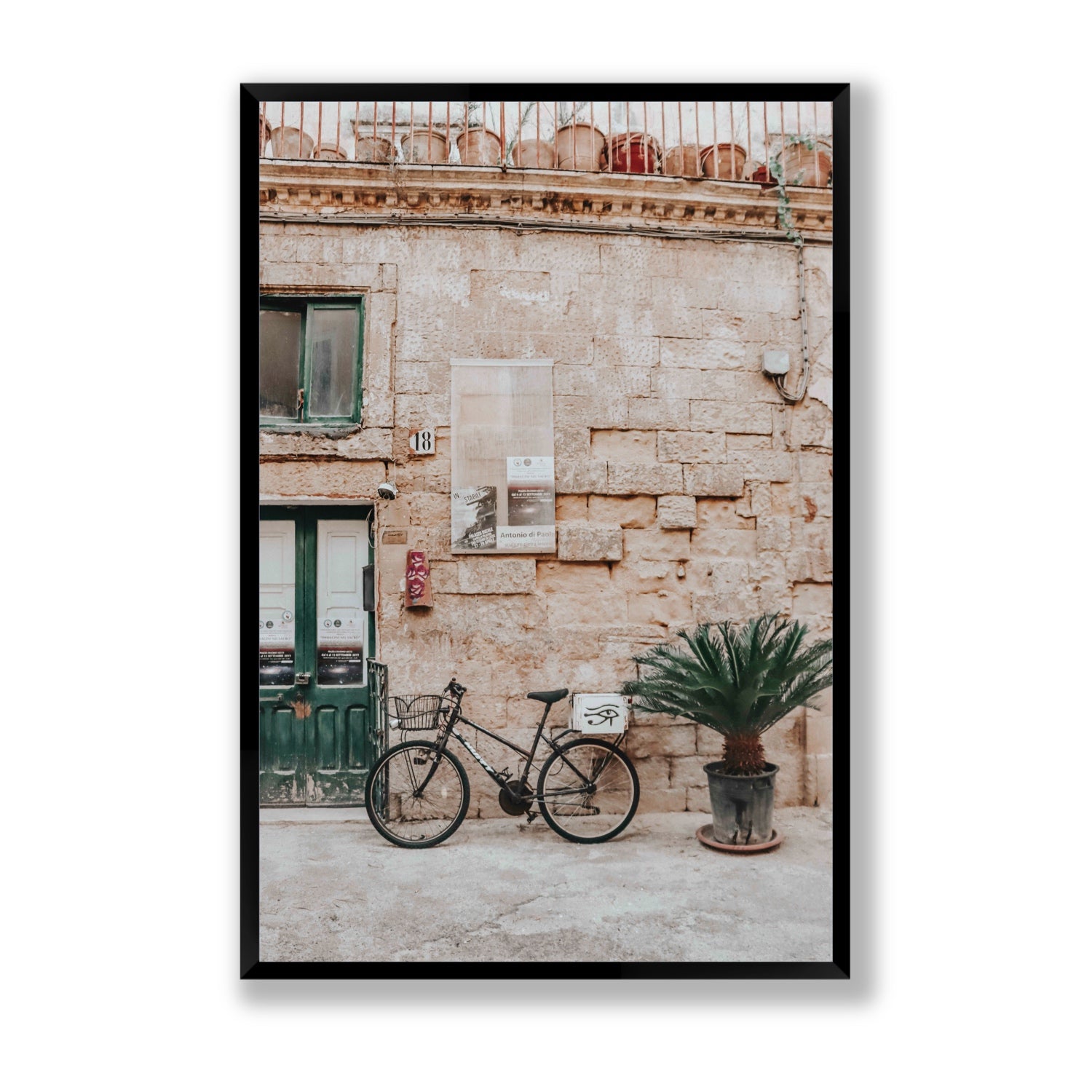 Salento Streets Puglia Lecce Italian wall art Statement full-bleed fine art print in black frame