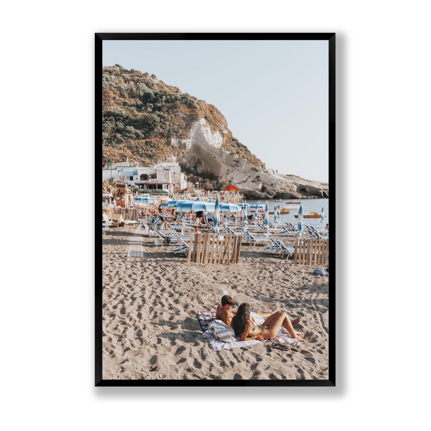 Beach Buddies fine art print, Ischia, Italy, Statement, Black Frame · Full Bleed, Fine Art Print