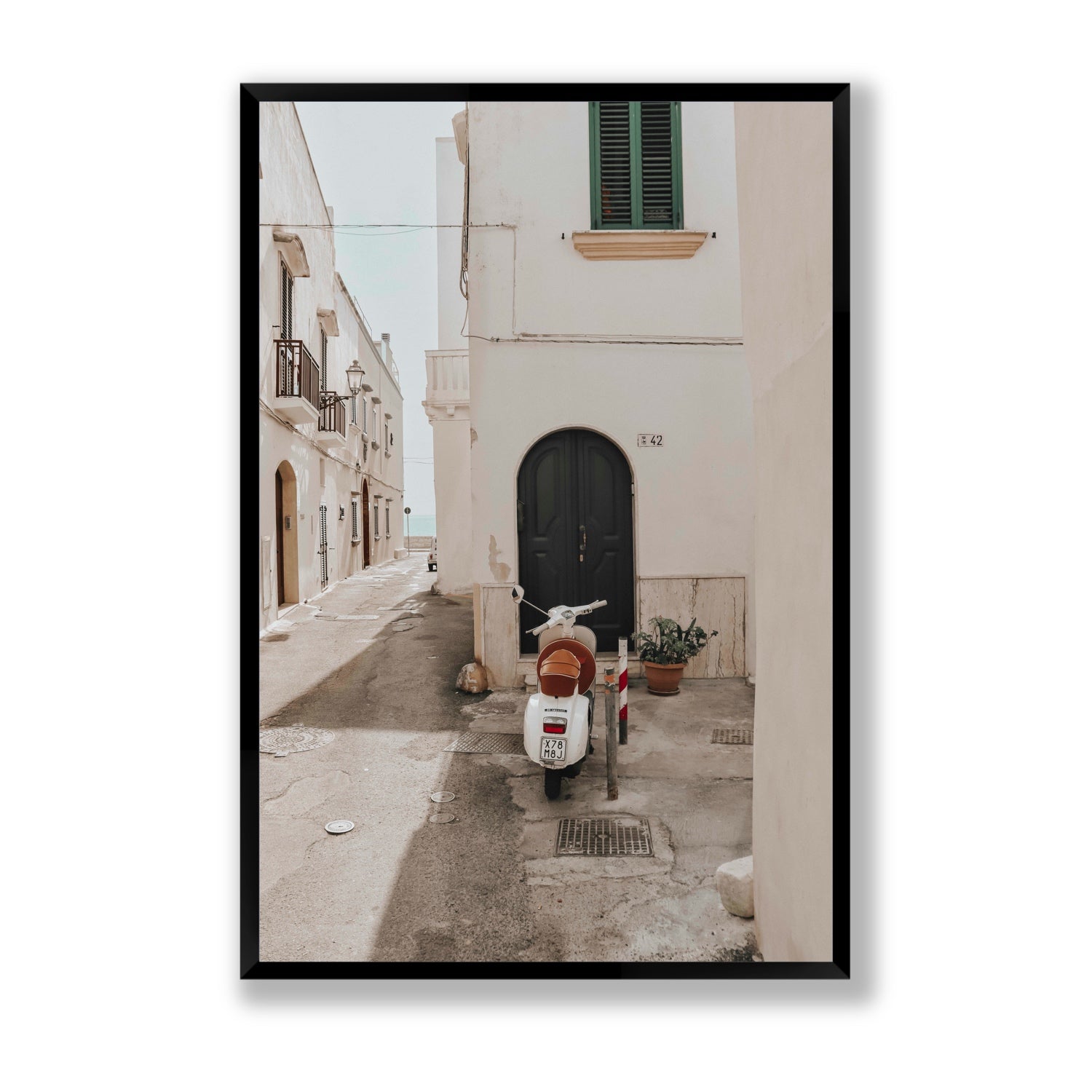 La Casa 42 Puglia Gallipoli Italian wall art Statement full-bleed fine art print in black frame