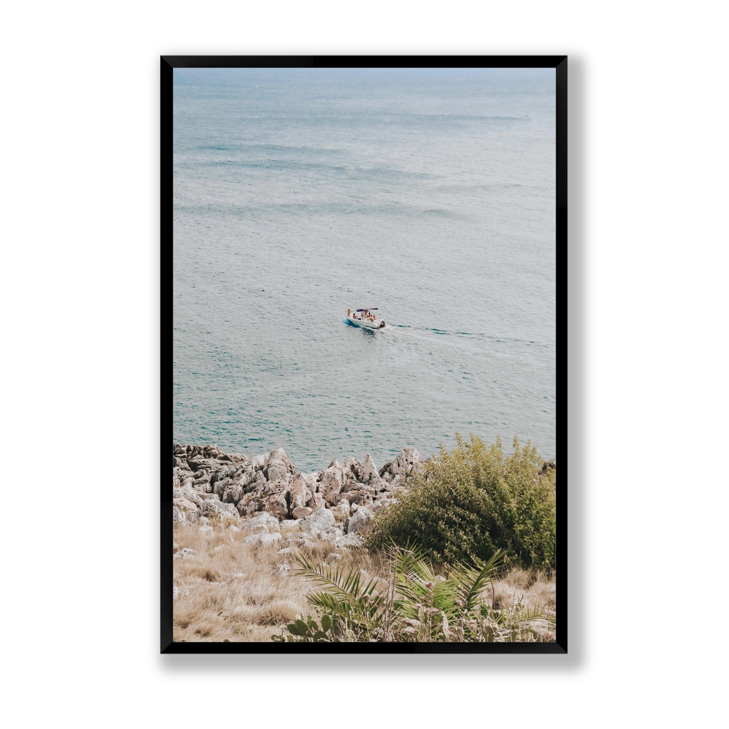 Puglian Departure Puglia coastal Italian wall art Statement full-bleed fine art print in black frame