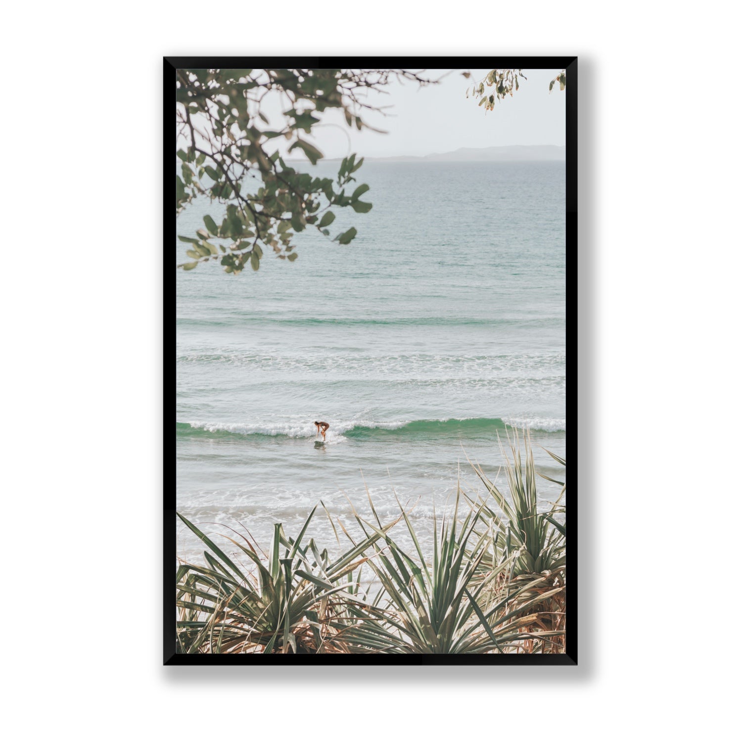 Dream Boat fine art print, Noosa, Australia, coastal scenes artwork, Statement, Black Frame · Full Bleed, Fine Art Print