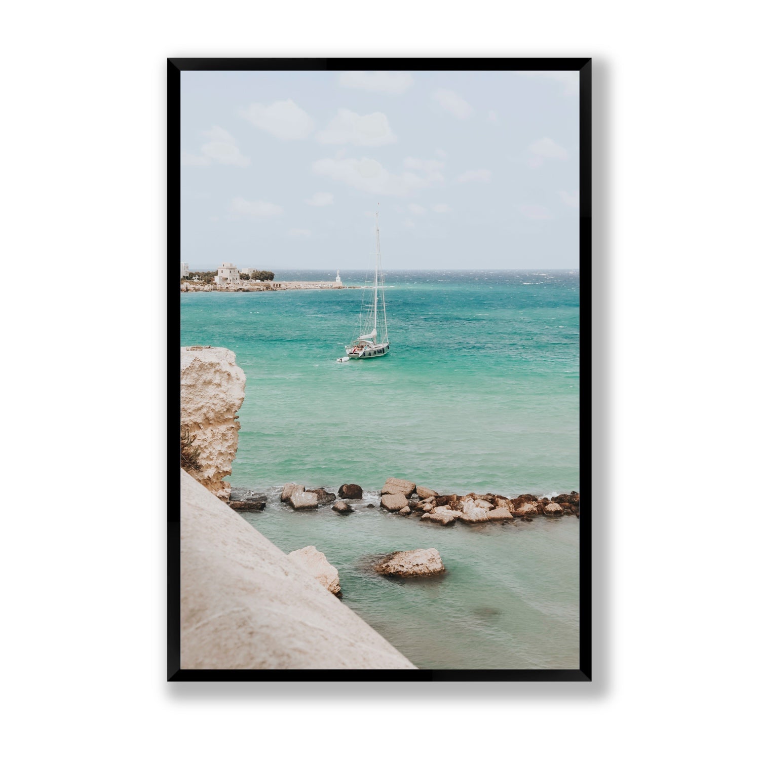 Seafarer's Dream Puglia Seafarer’s Dream coastal wall art Statement full-bleed fine art print in black frame
