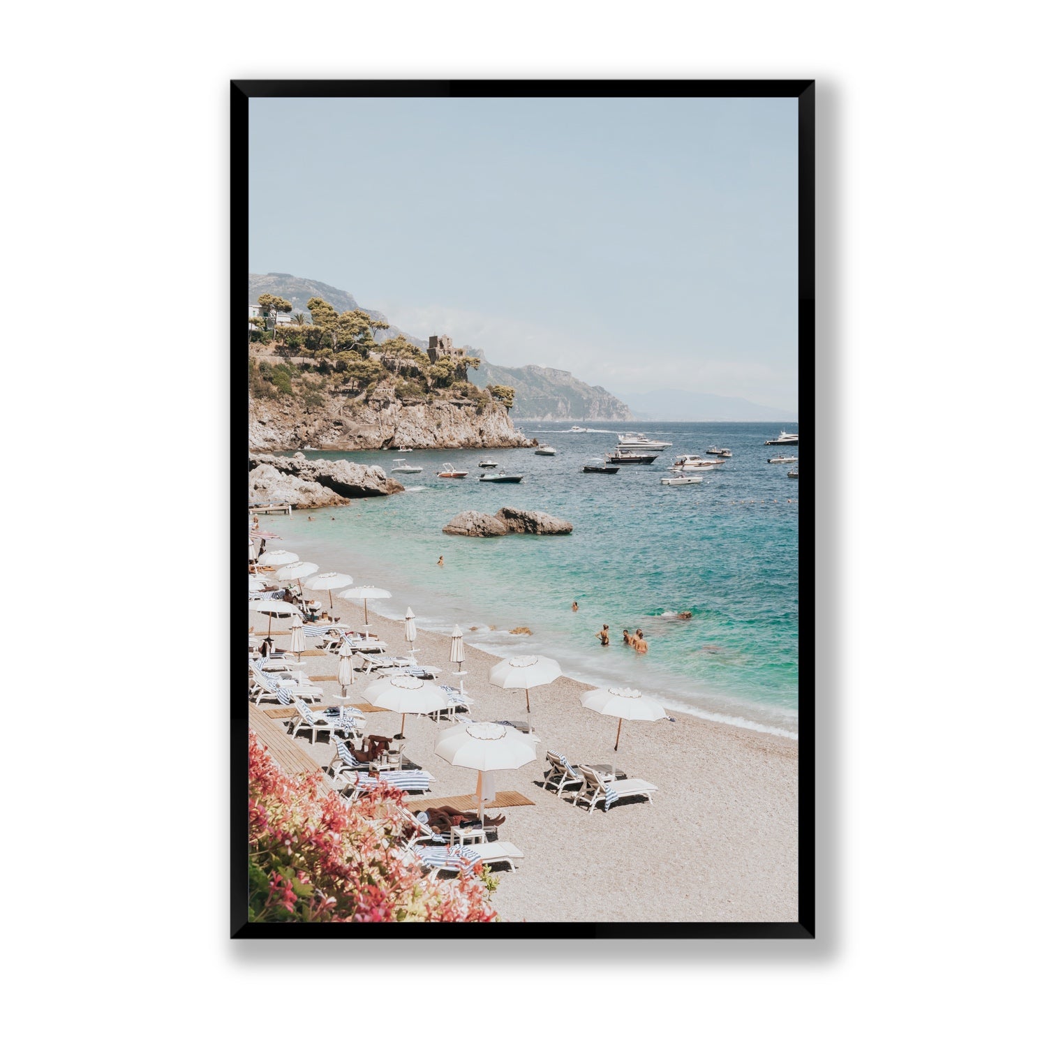 Seaview Refuge Amalfi coastal wall art statement full-bleed fine art print in black frame