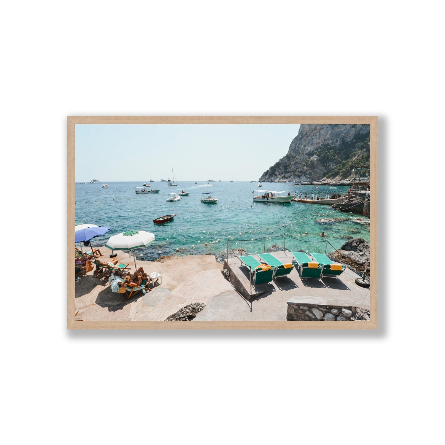 Save Me A Seat Capri Mediterranean wall art Giant full-bleed fine art print in natural oak frame