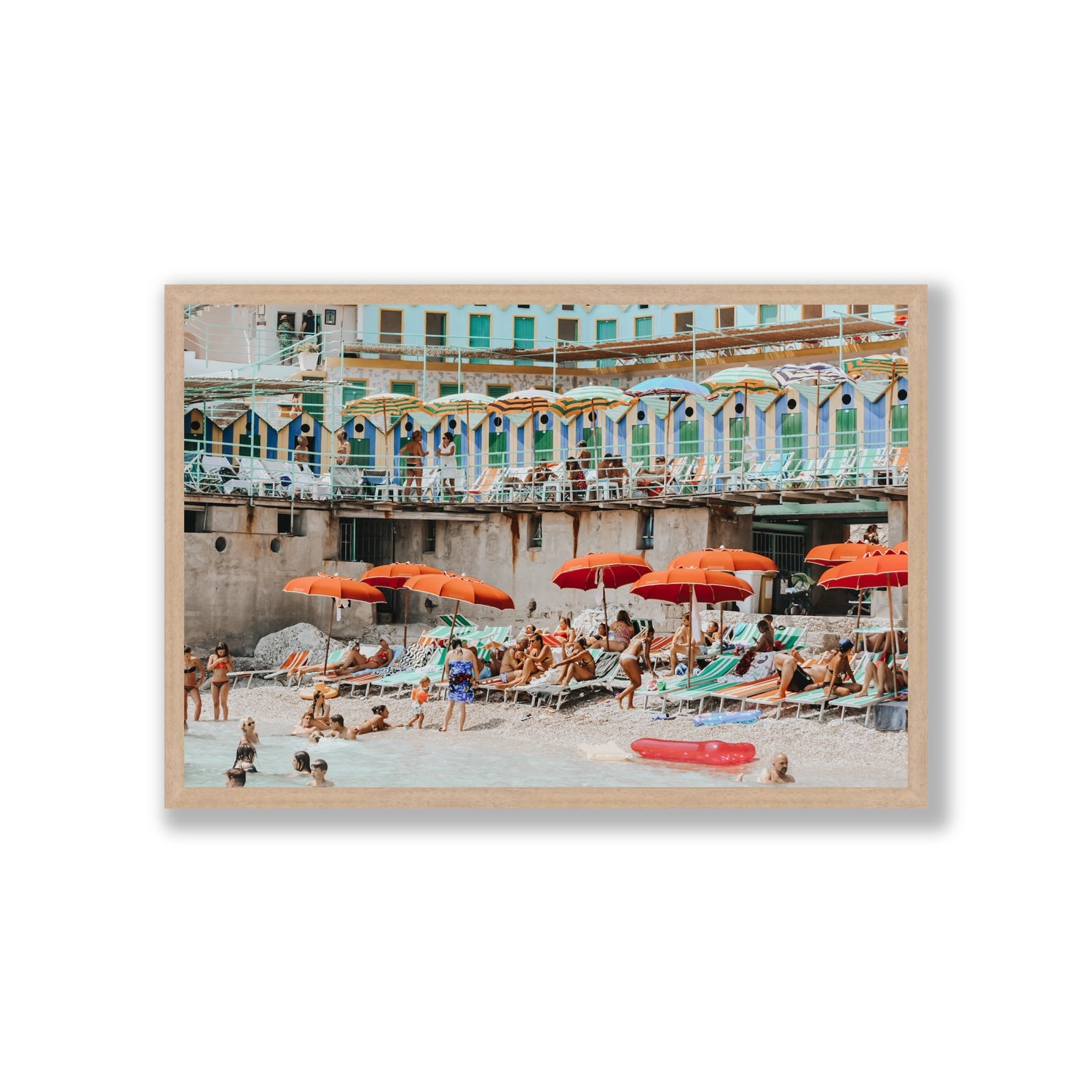 Umbrella Fiesta fine art print, Capri, Italy, Giant, Natural Oak Frame · Full Bleed, Fine Art Print