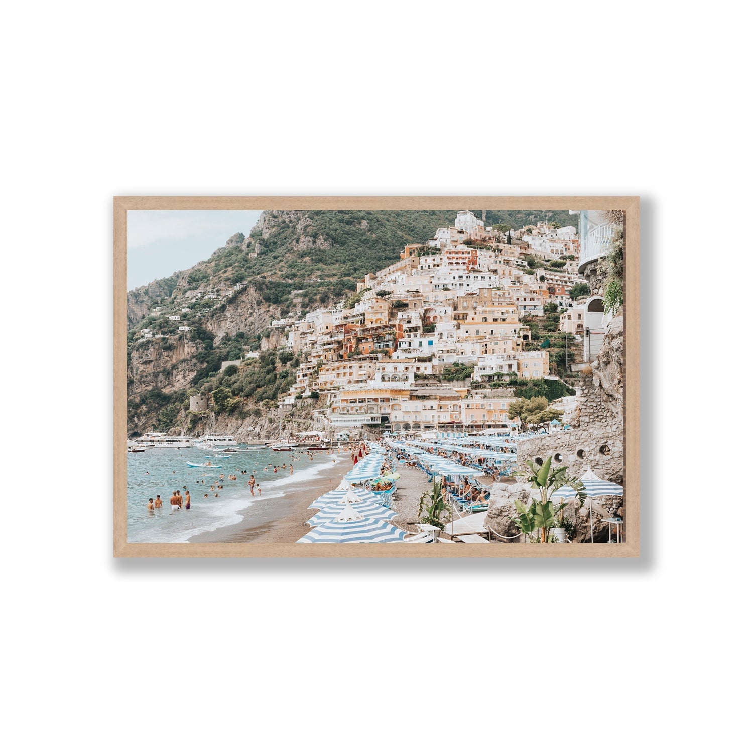Villagio Sul Mare fine art print, Positano, Italy, Giant, Natural Oak Frame · Full Bleed, Fine Art Print