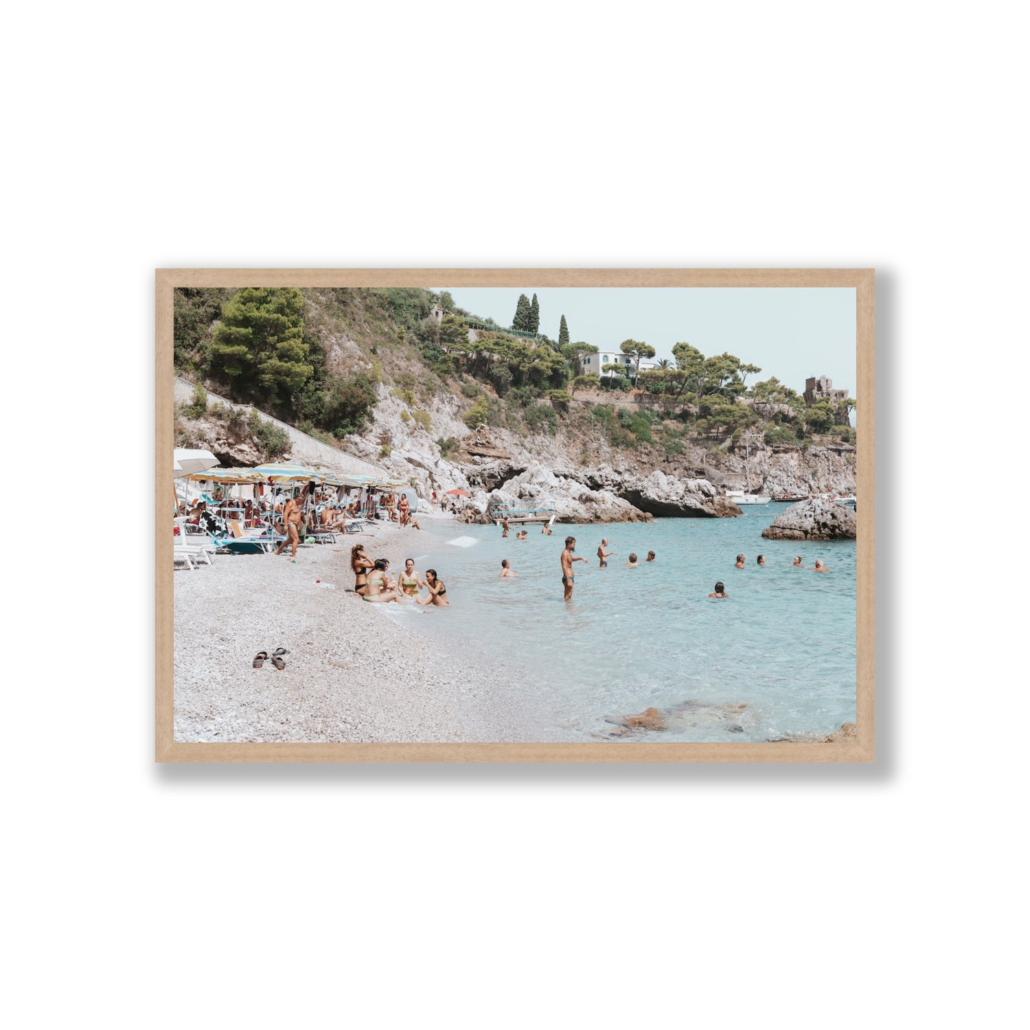 La Vacanza Amalfi Mediterranean wall art Giant full-bleed fine art print in natural oak frame