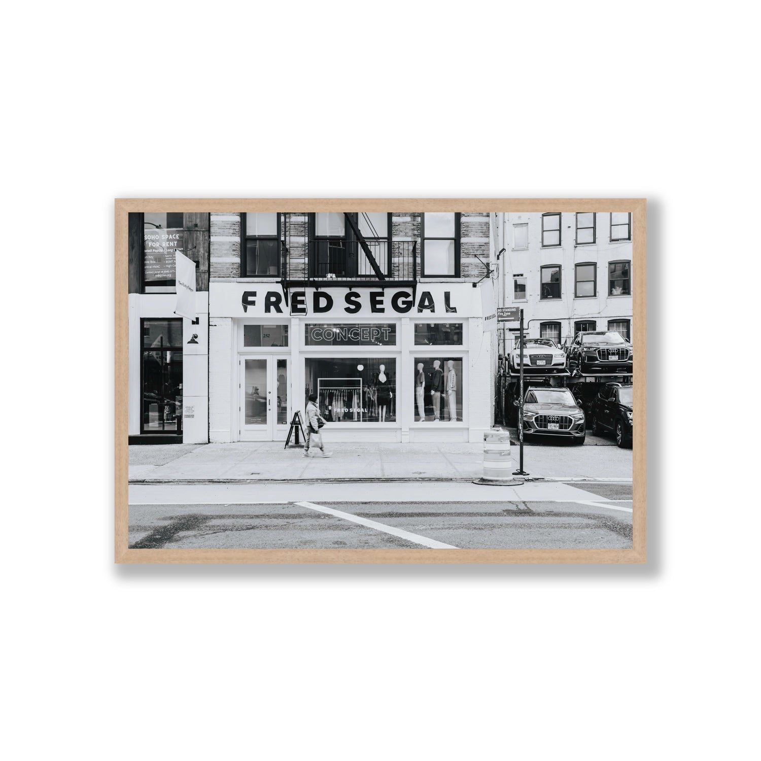 Noir York New York NYC Black & White wall art Giant full-bleed fine art print in natural oak frame