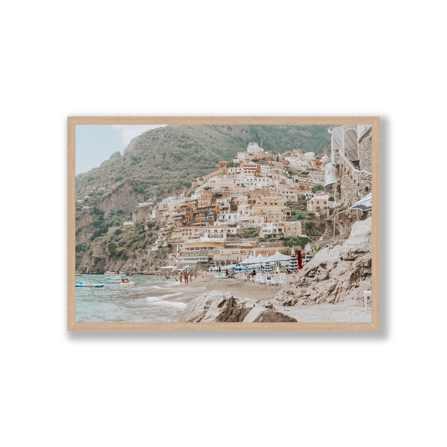 Sogno di Positano fine art print, Positano, Italy, Giant, Natural Oak Frame · Full Bleed, Fine Art Print