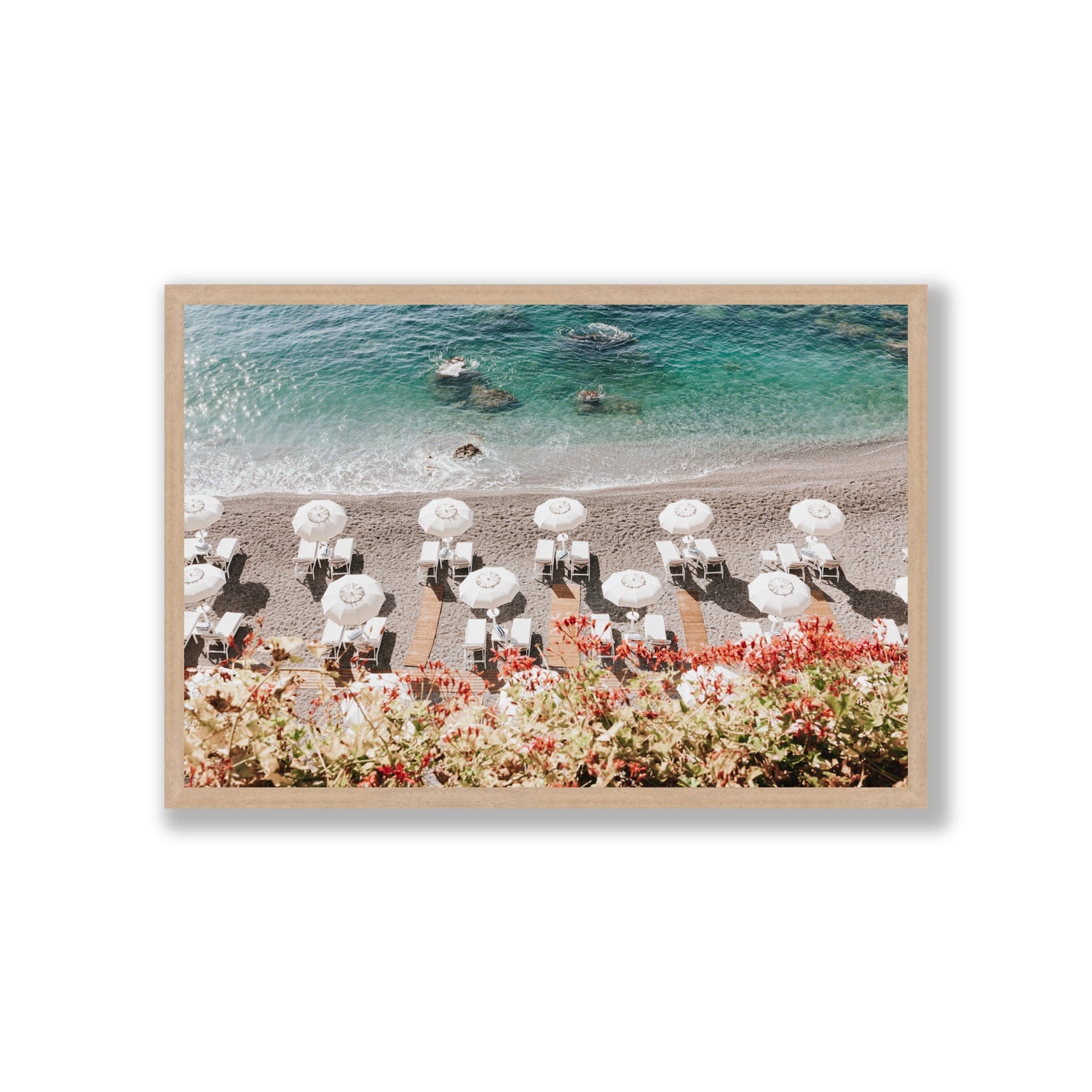 Coastal Charms fine art print, Amalfi, Italy, Giant, Natural Oak Frame · Full Bleed, Fine Art Print