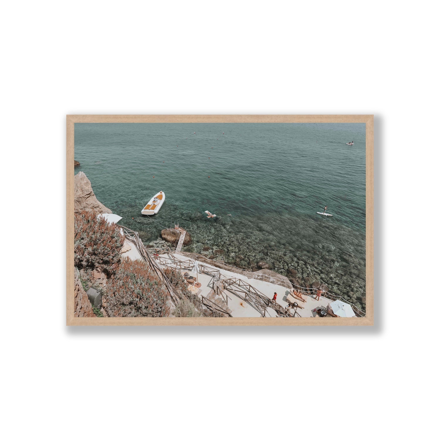 The Lagoon Tuscany coastal Italian wall art Giant full-bleed fine art print in natural oak frame