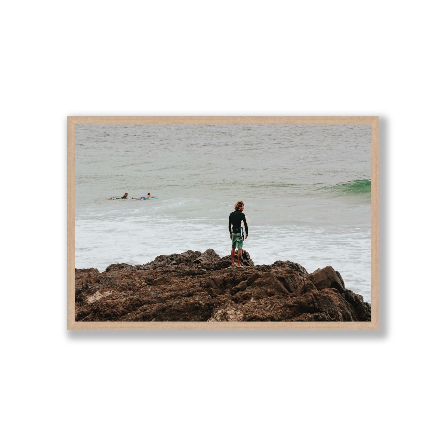 Let The Sea Set You Free Byron Bay Surf wall art Giant full-bleed fine art print in natural oak frame
